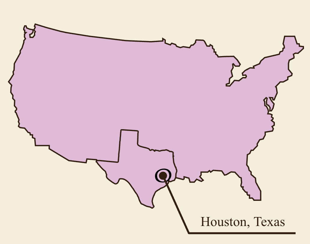 Houston in Texas USA Map