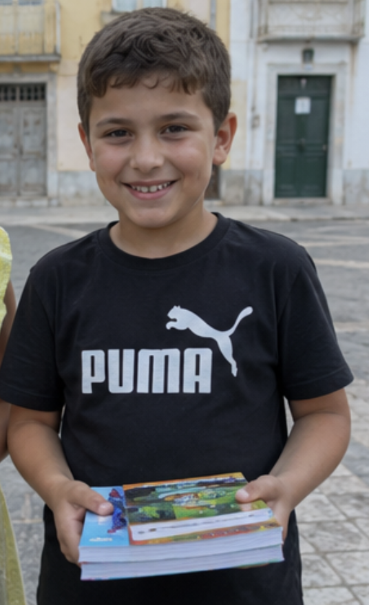 Spanish boy holding books