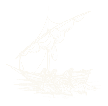 A white silhouette of a sailboat on water against a black background.