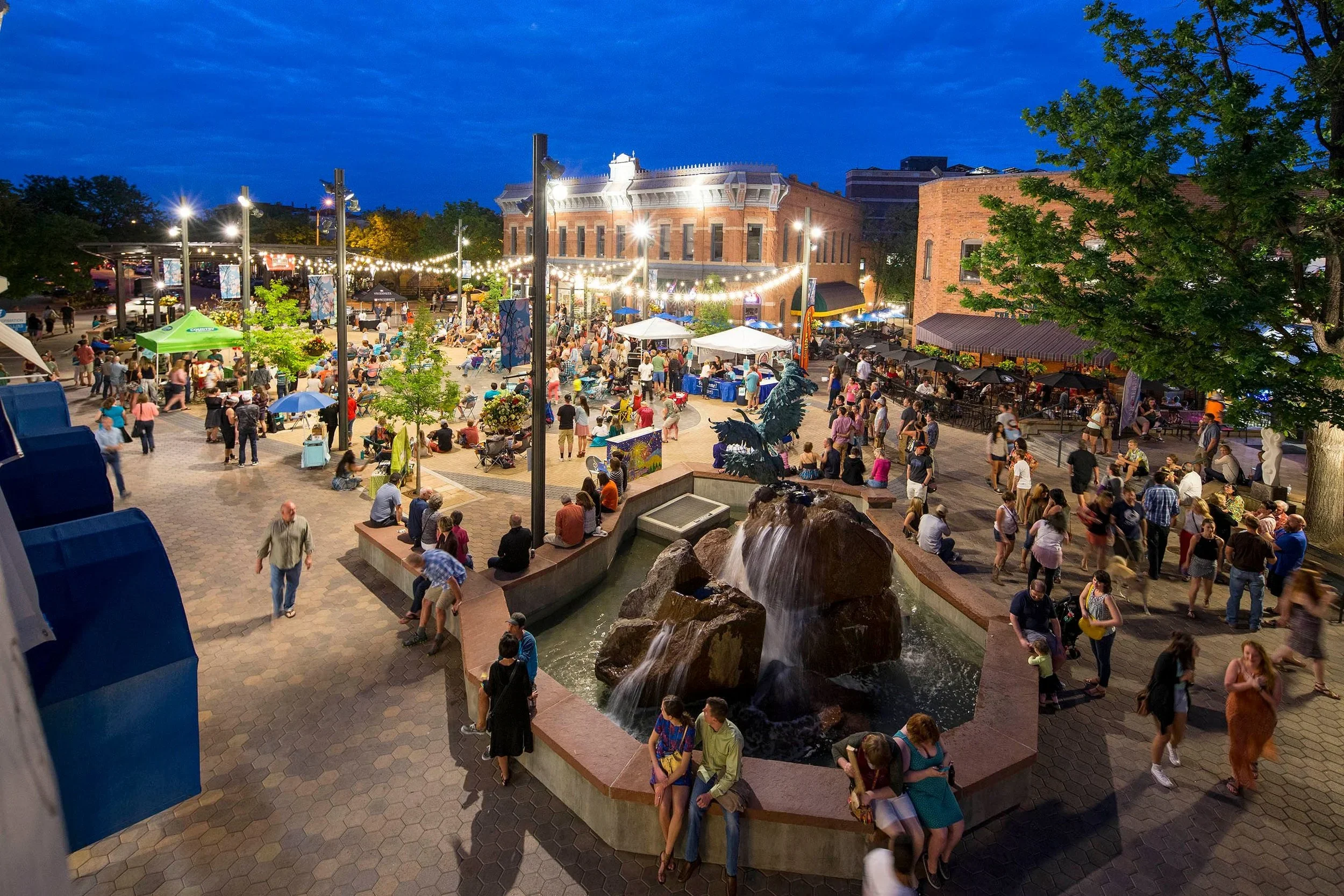 Festival crowd on an Old Town Fort Collins
