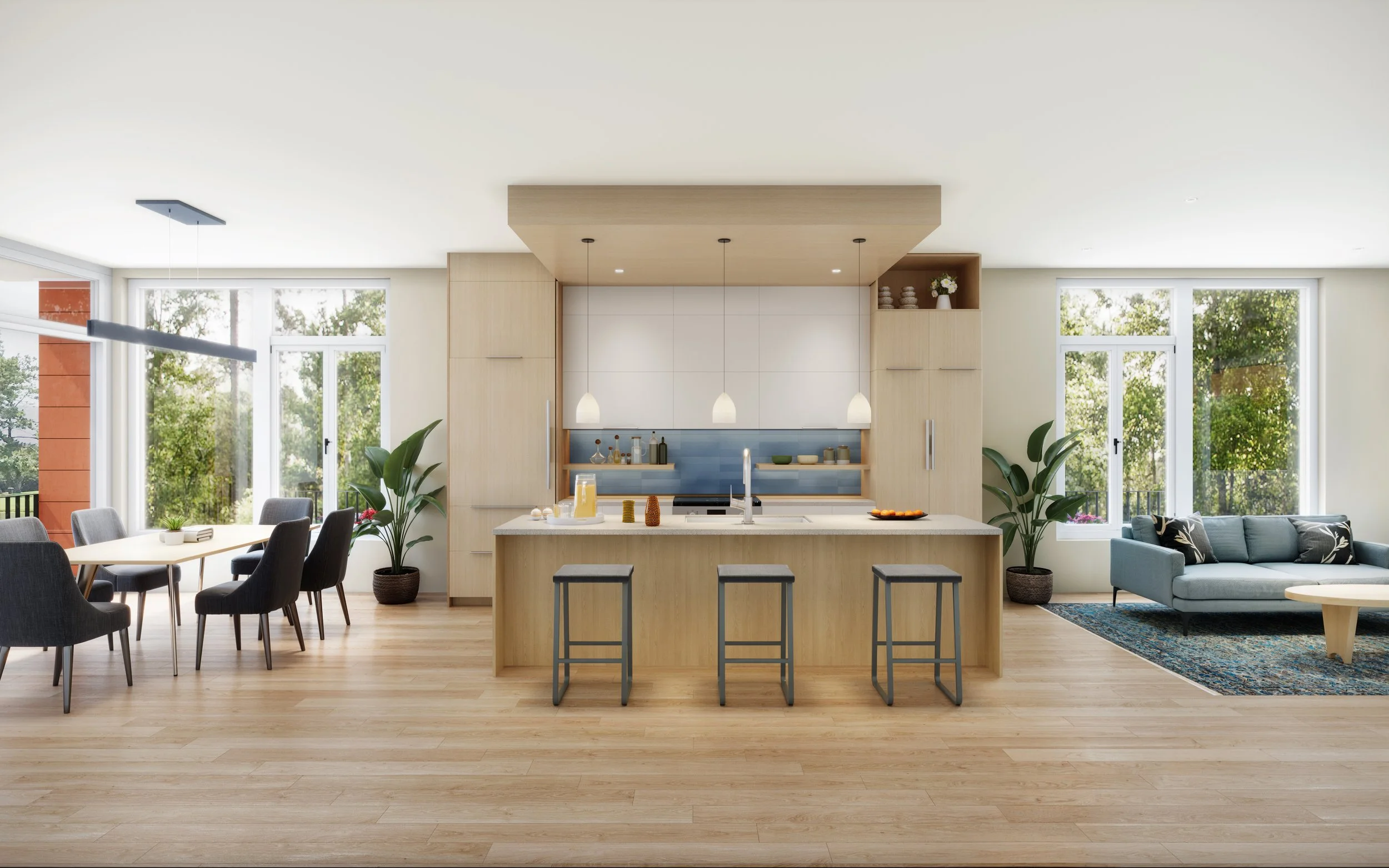 Rendering of a La Vie Lumière kitchen