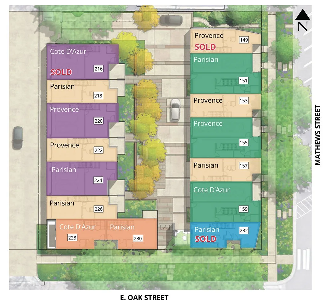 Site plan La Vie Lumière, showing the shared courtyard at the heart of La Vie Lumière