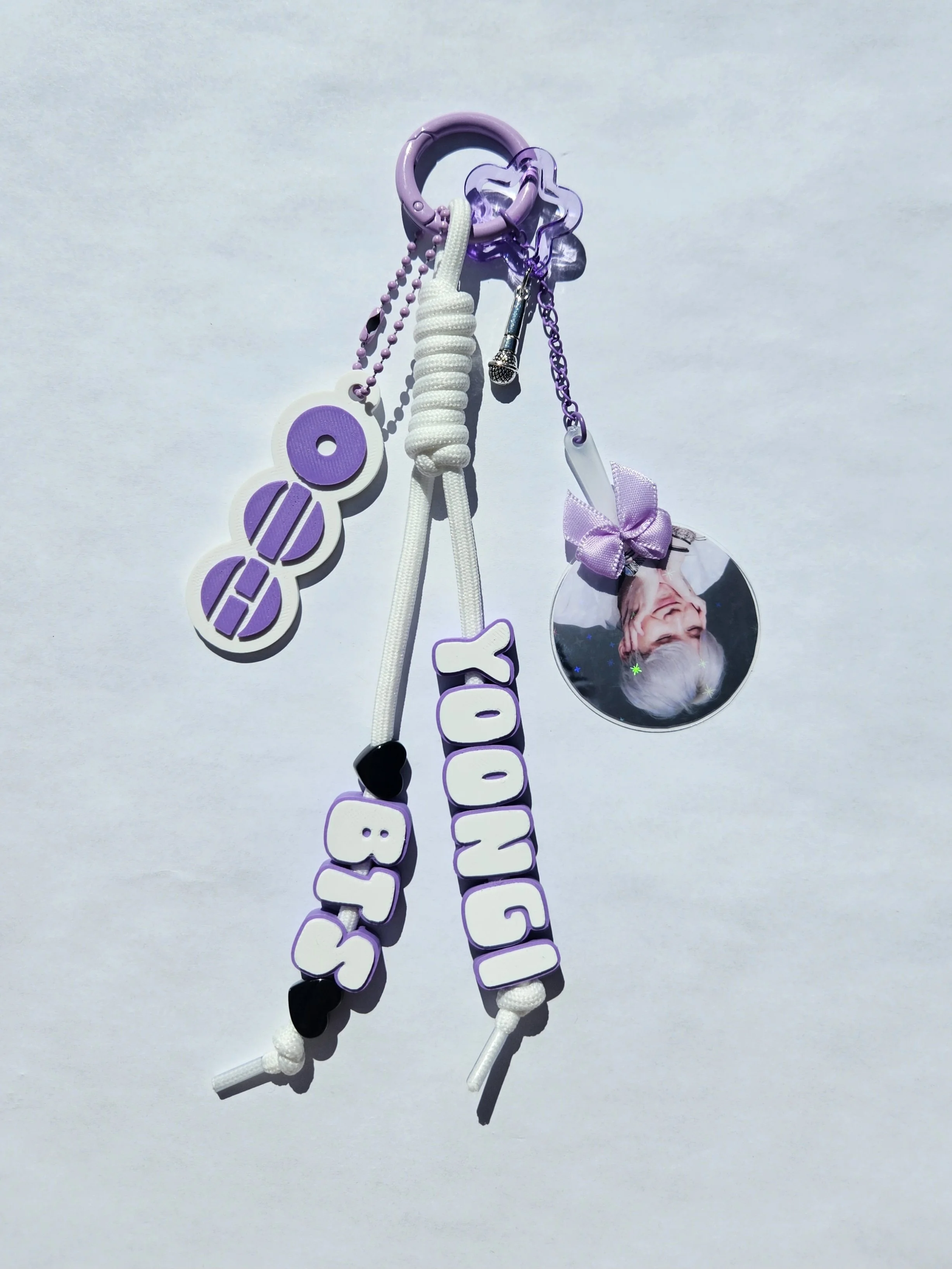 Purple & White Bias Keychain