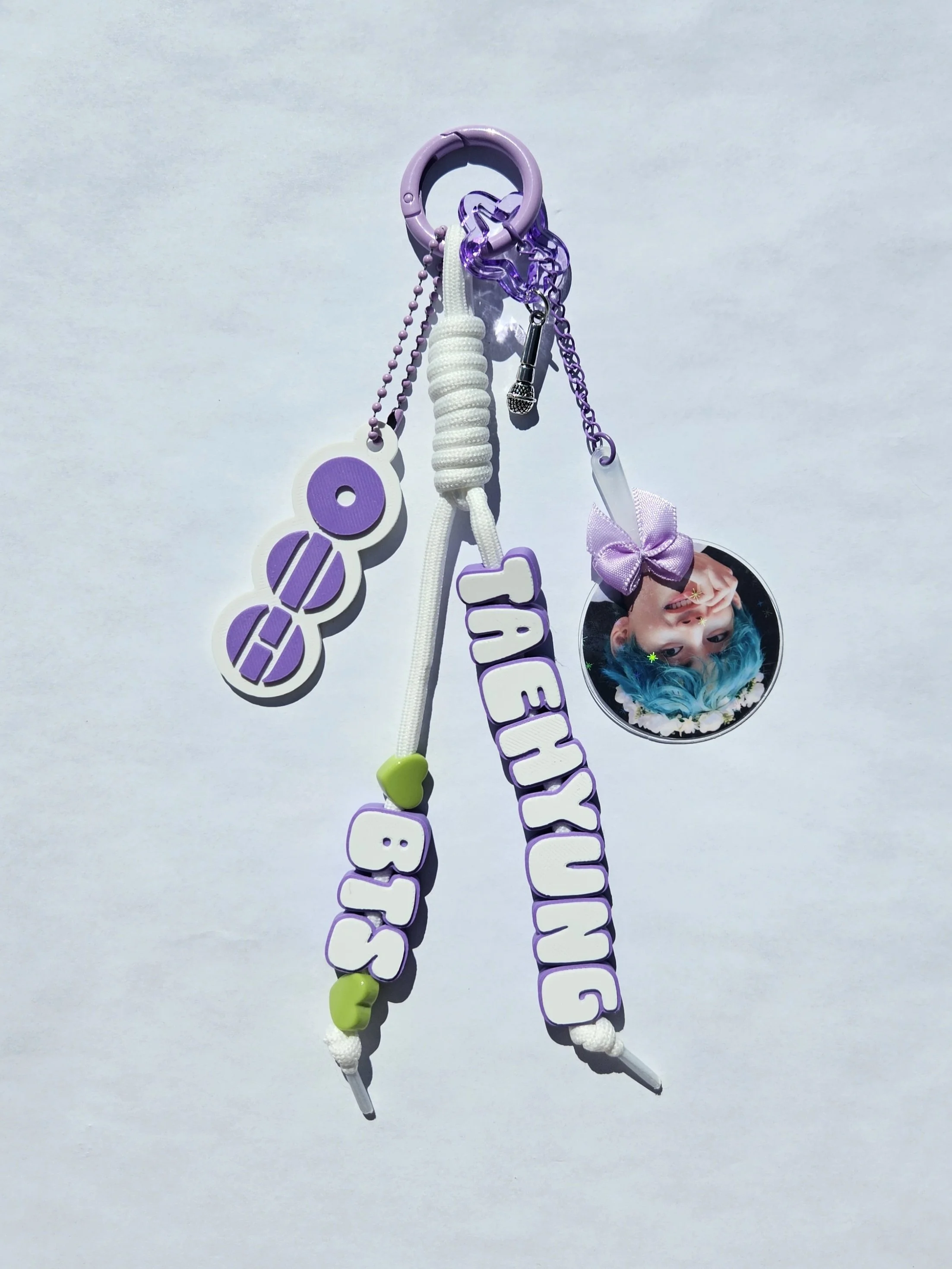 Purple & White Bias Keychain