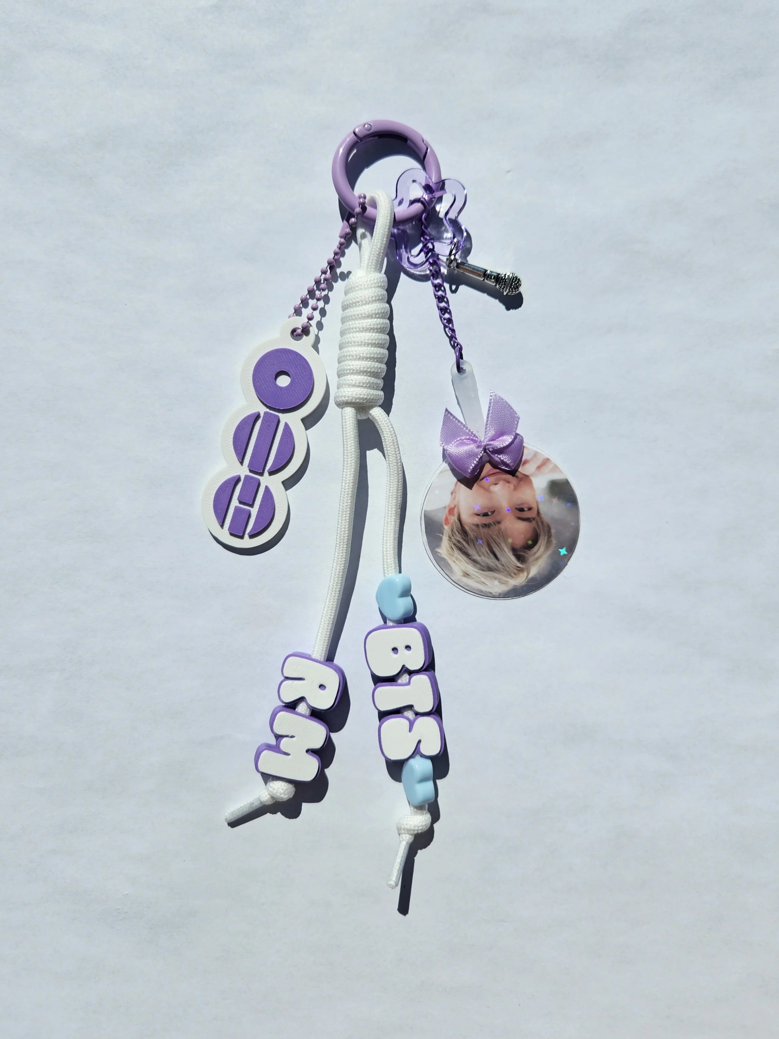 Purple & White Bias Keychain