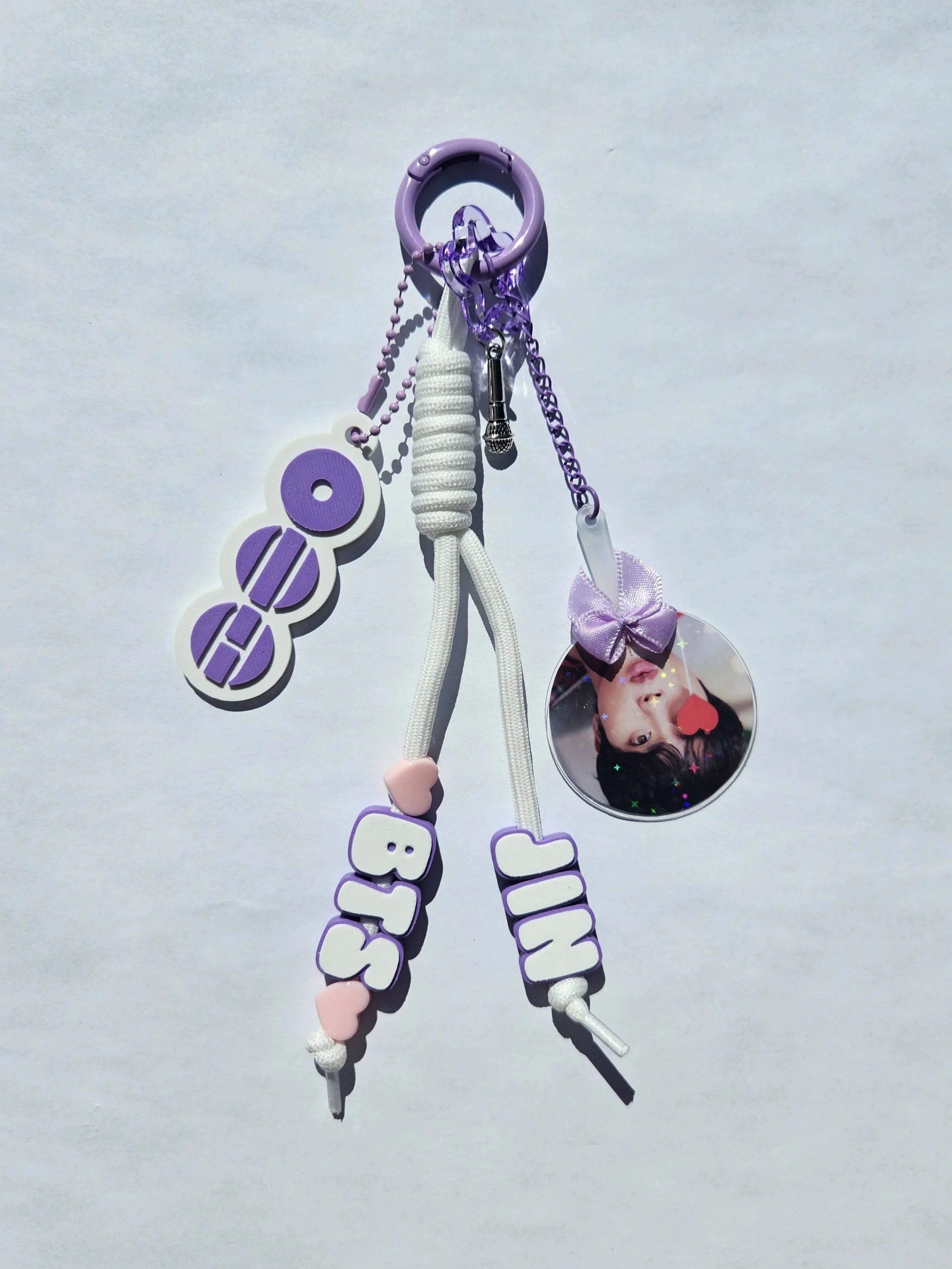 Purple & White Bias Keychain