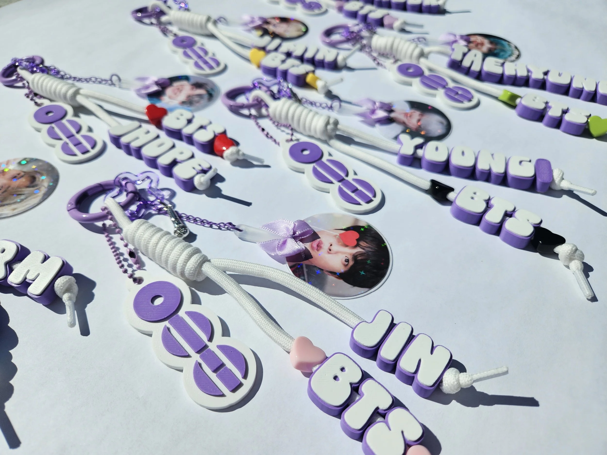 Purple & White Bias Keychain