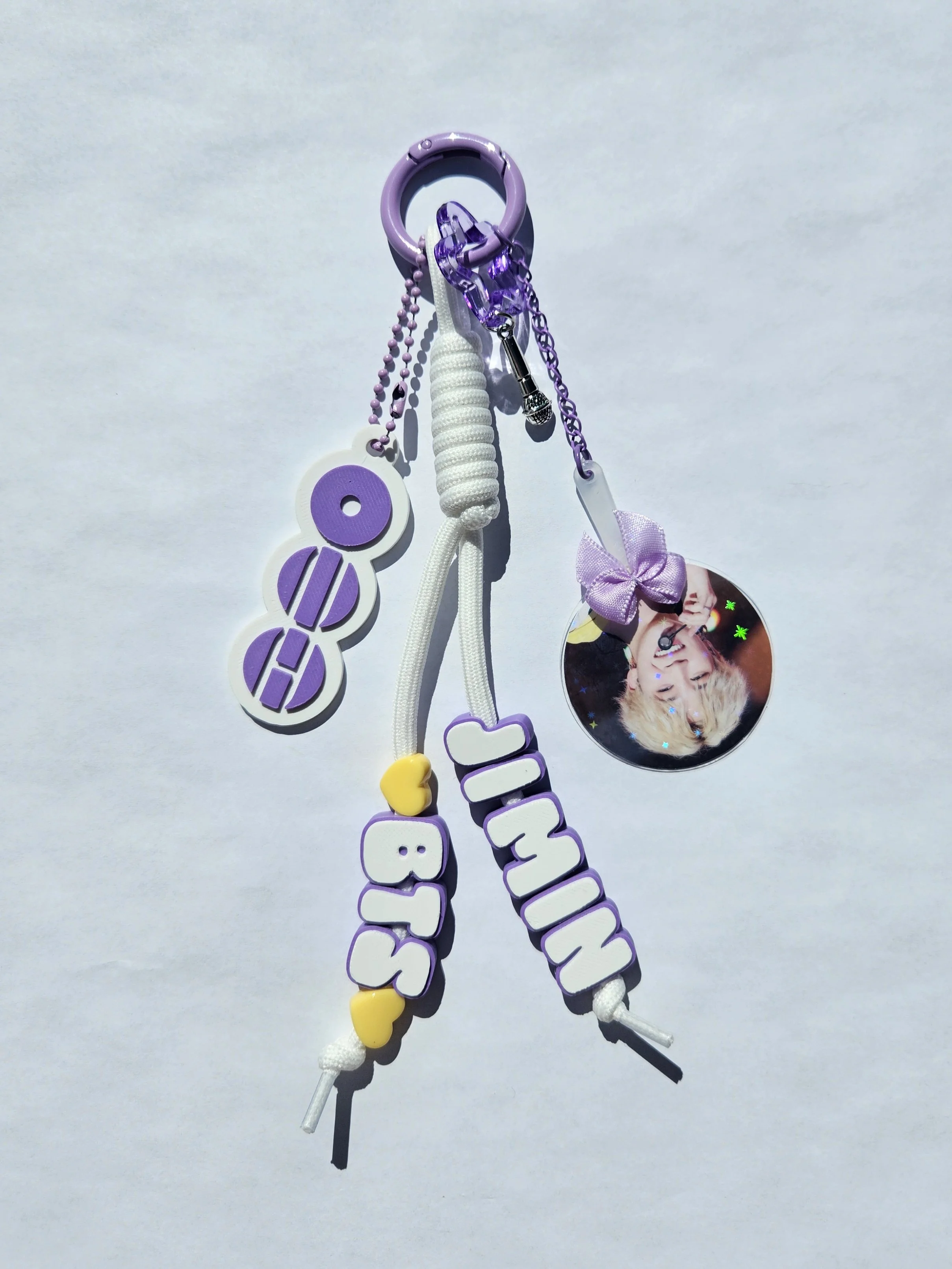 Purple & White Bias Keychain