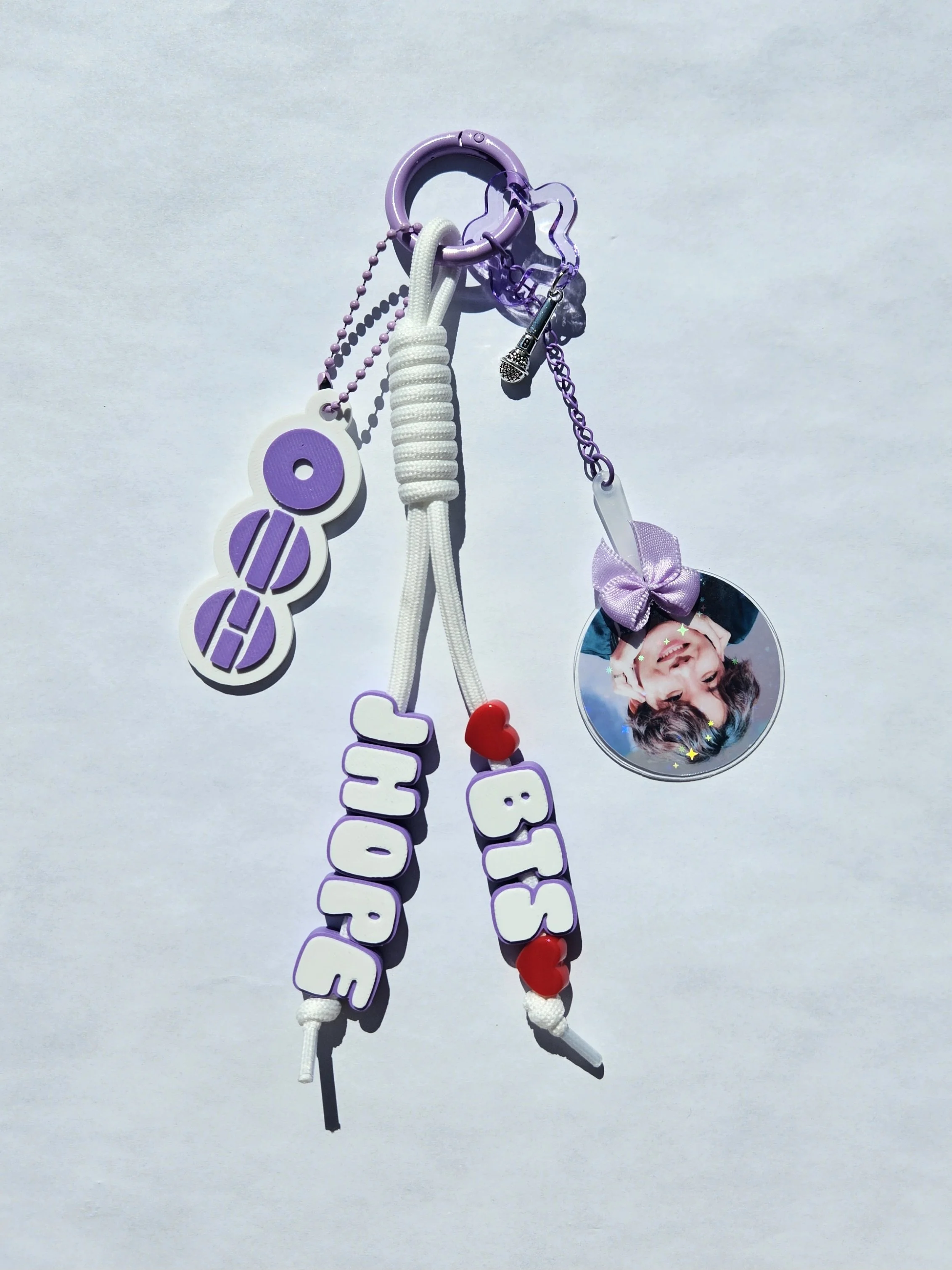 Purple & White Bias Keychain