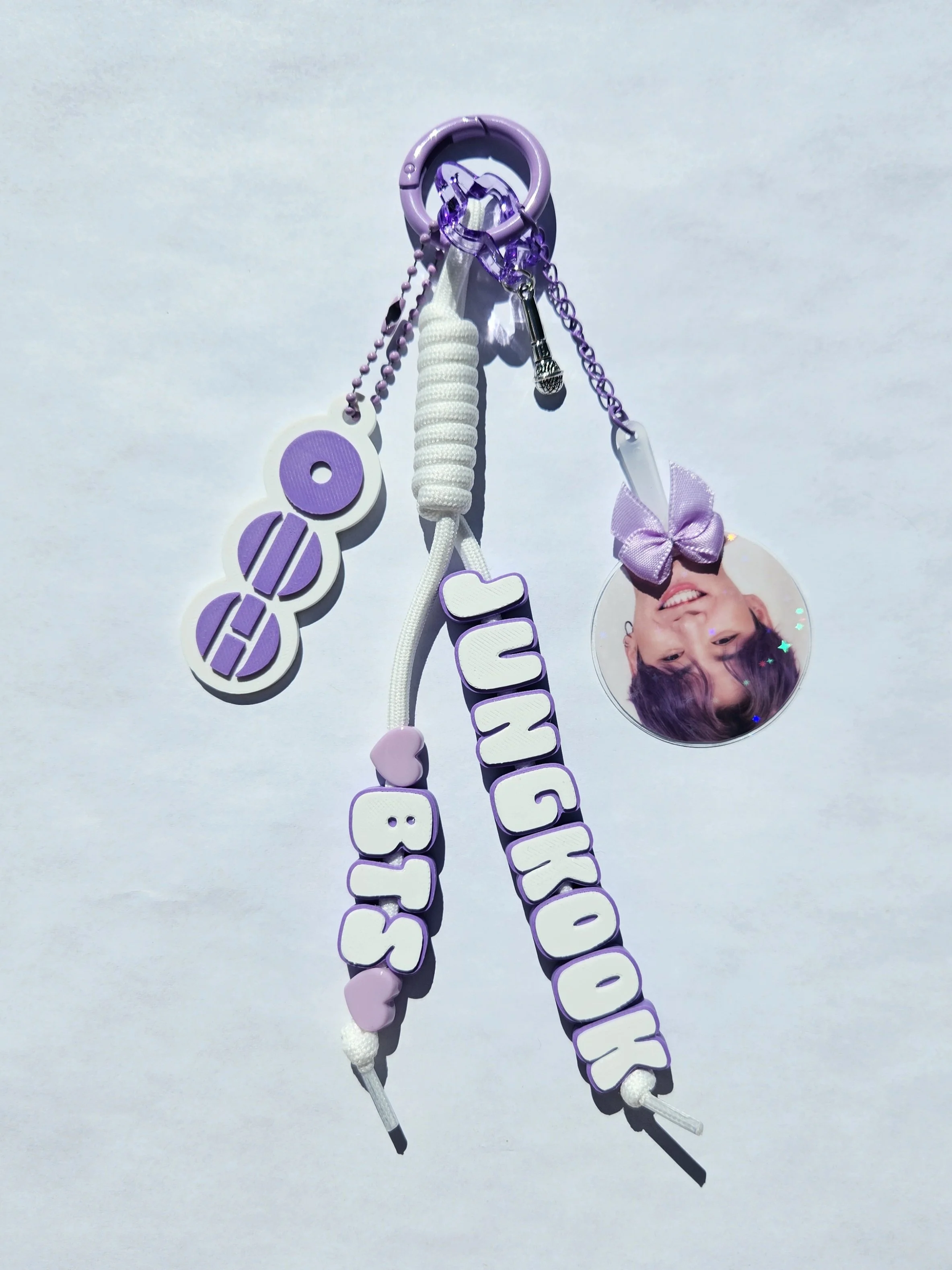 Purple & White Bias Keychain