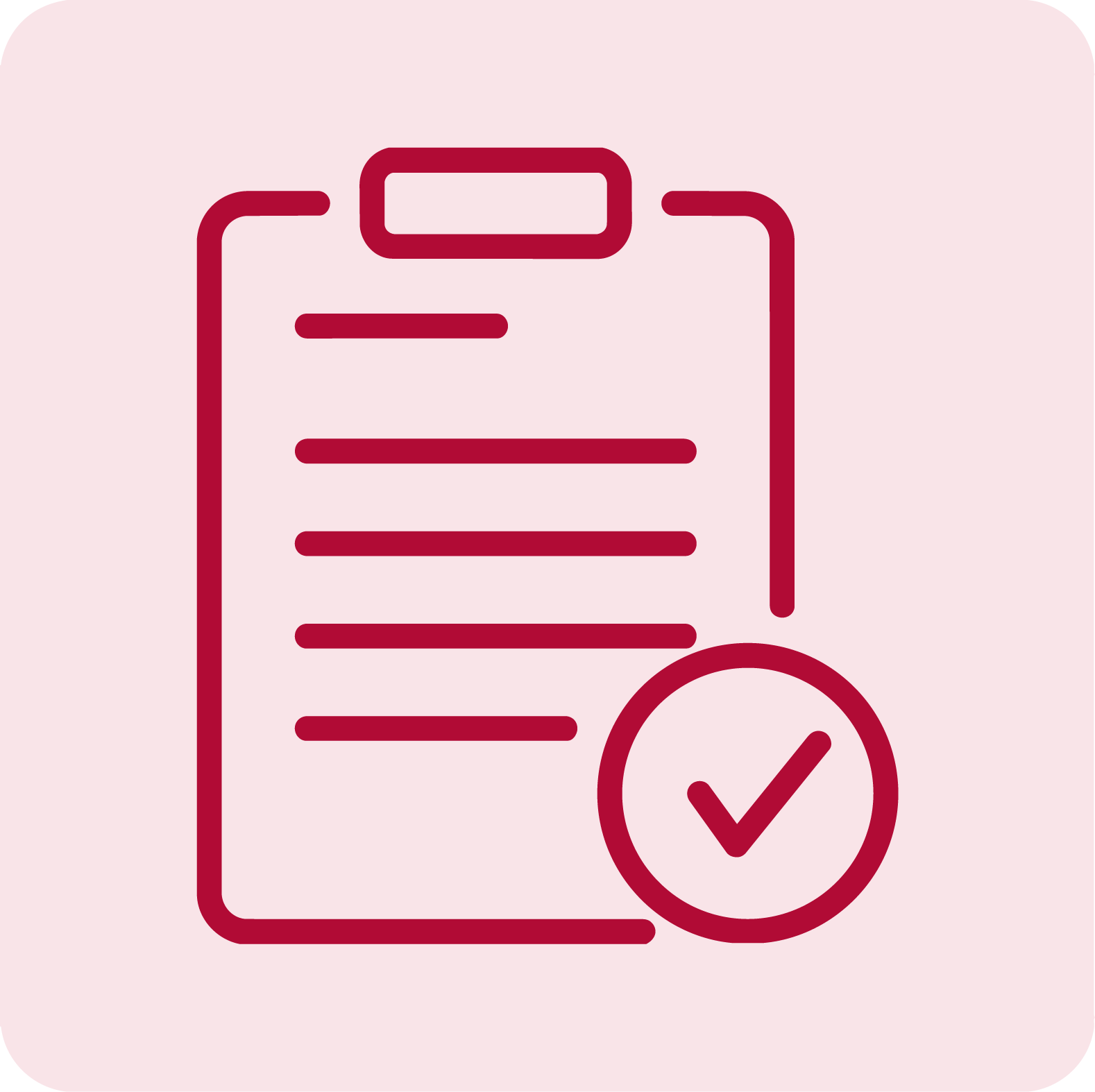 Illustration of a document with a checkmark in a circle, indicating approval or completion.