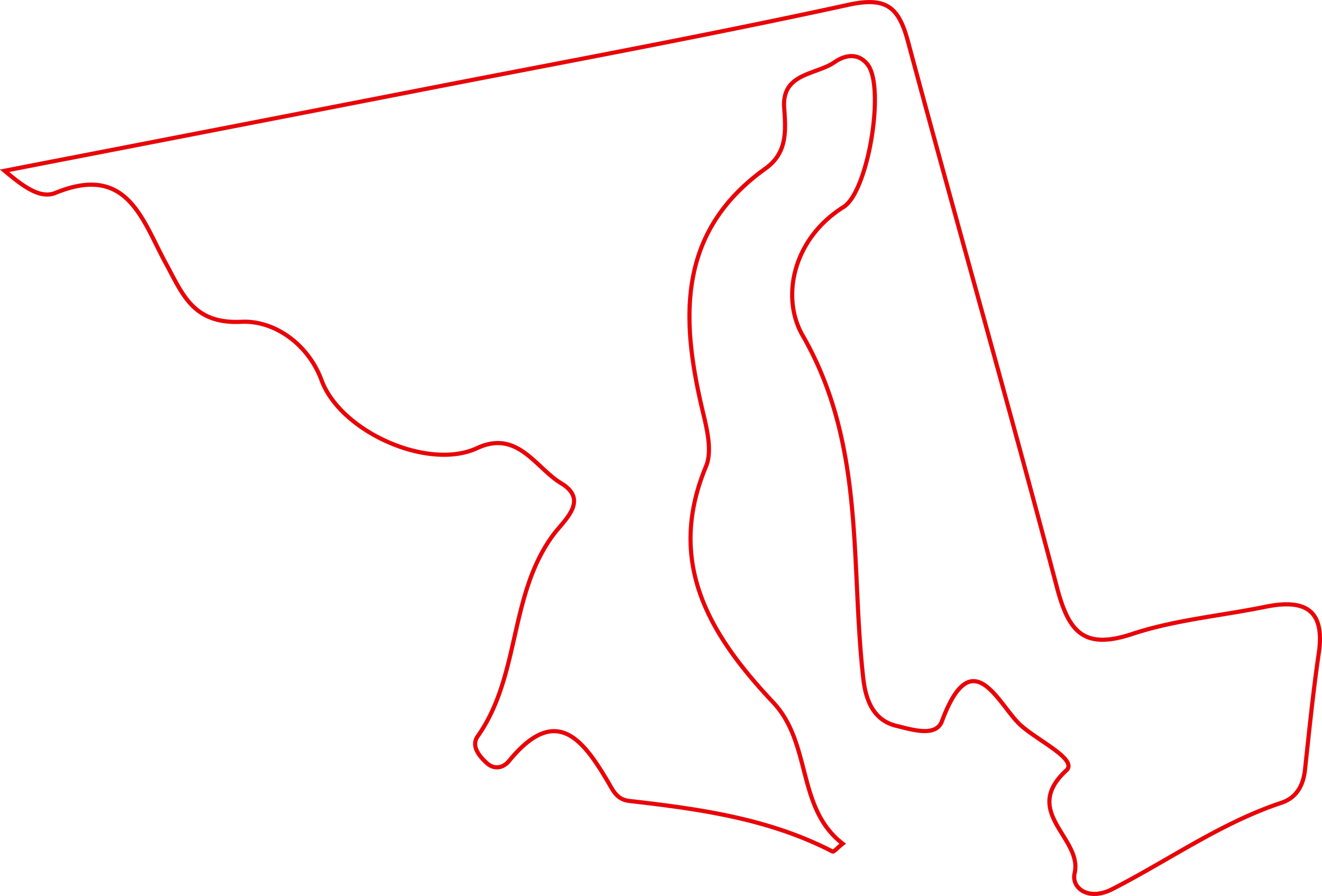 A map of the state of Nevada with red lines outlining its borders on a black background.