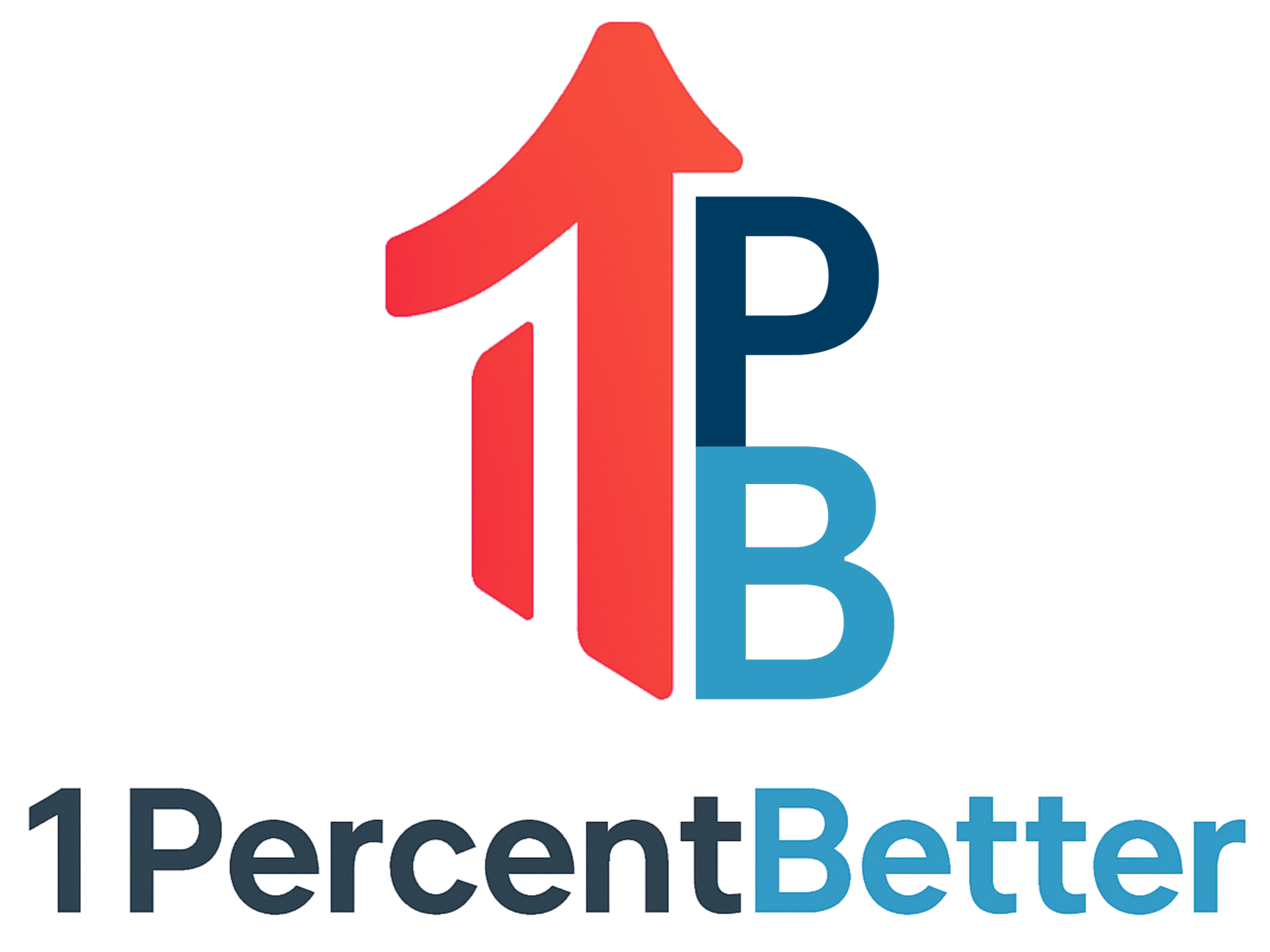 Red upward arrow with 1P inside, and the words '1 Percent Better' below.