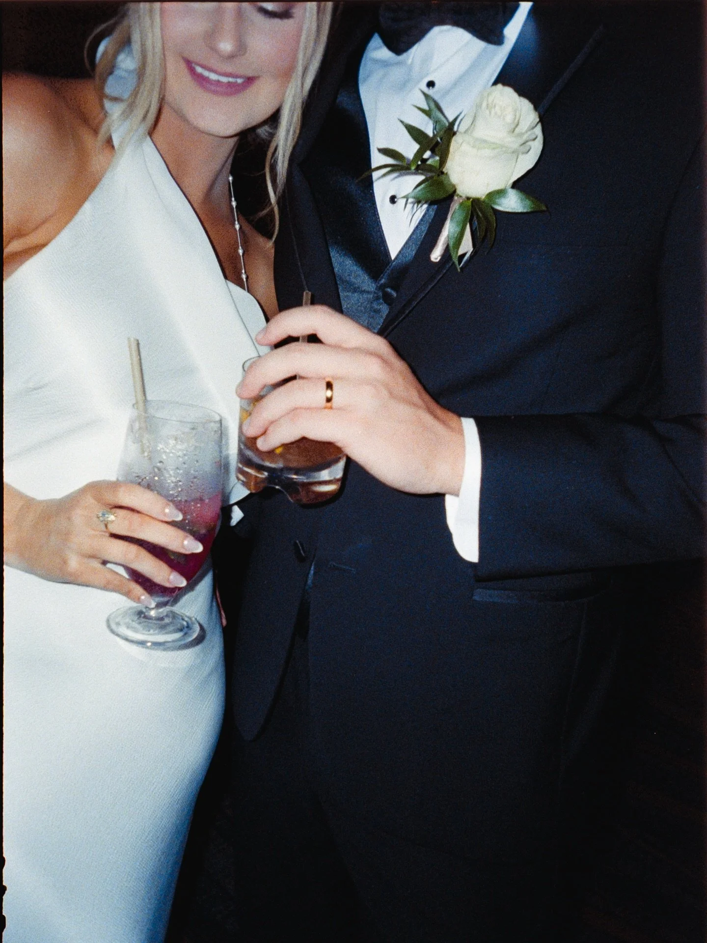 Just married + about to walk into your reception!! his &amp; hers cocktail film shot 🪩🍸