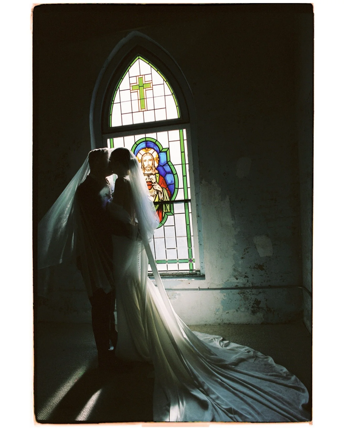 stained glass window + under the veil silhouette 
a treasured film shot 🤍