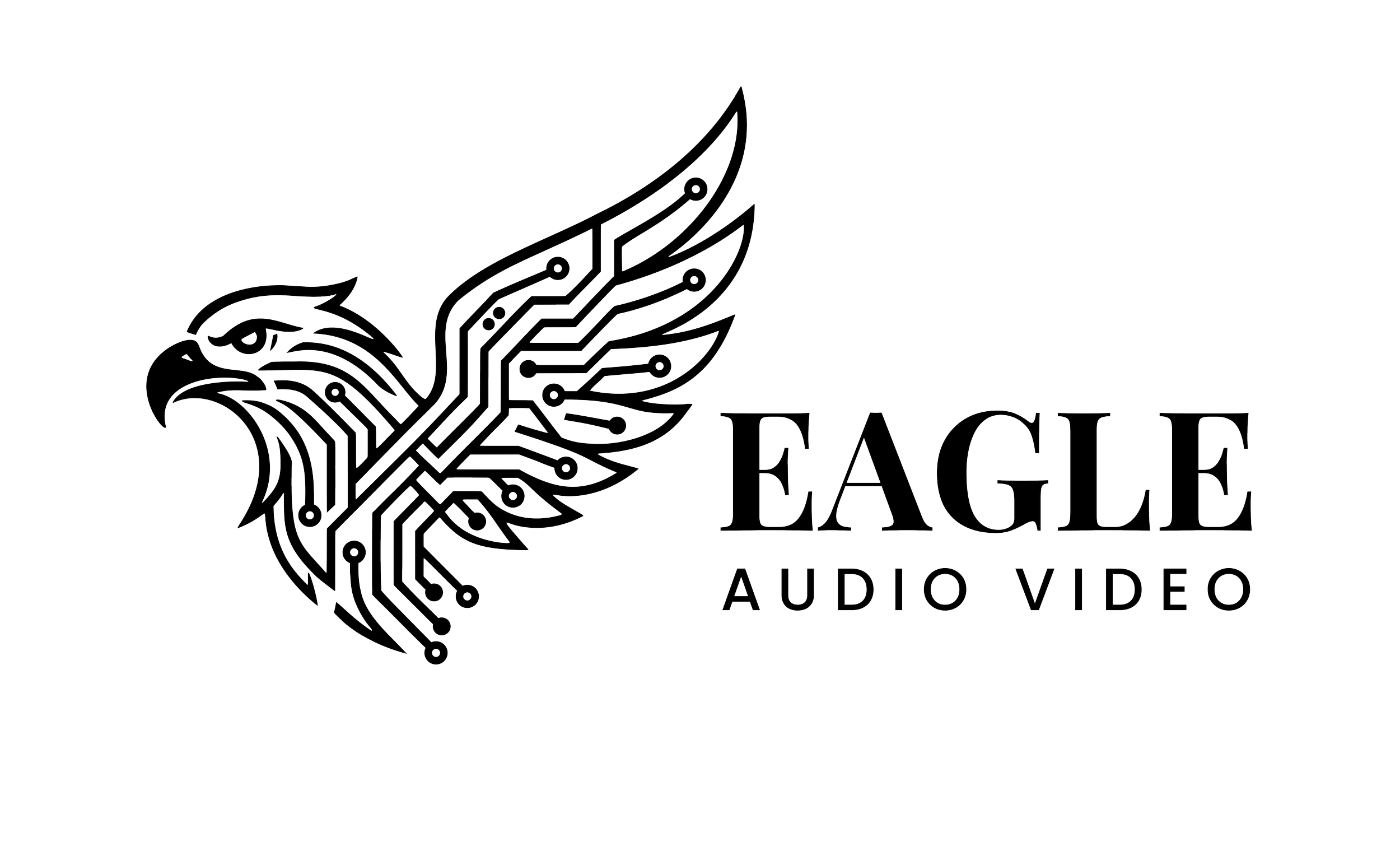 Eagle logo with circuit board design and the text "Eagle Audio Video" beneath it.
Eagle Audio Video, Eagle AV,