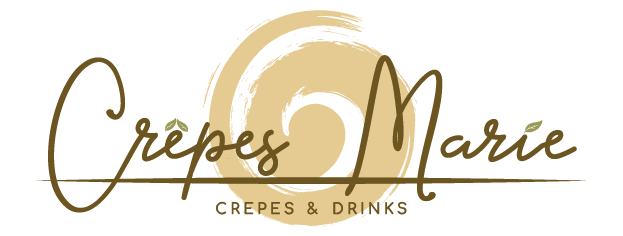 Logo for Crepes Marie featuring a stylized swirl and elegant script text.