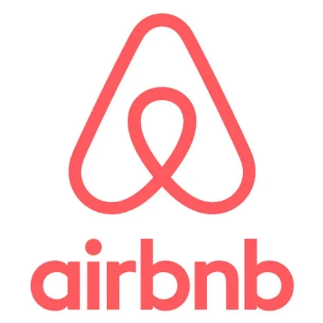 Airbnb logo with a stylized red outline of an 'A' and the word 'airbnb' beneath it.