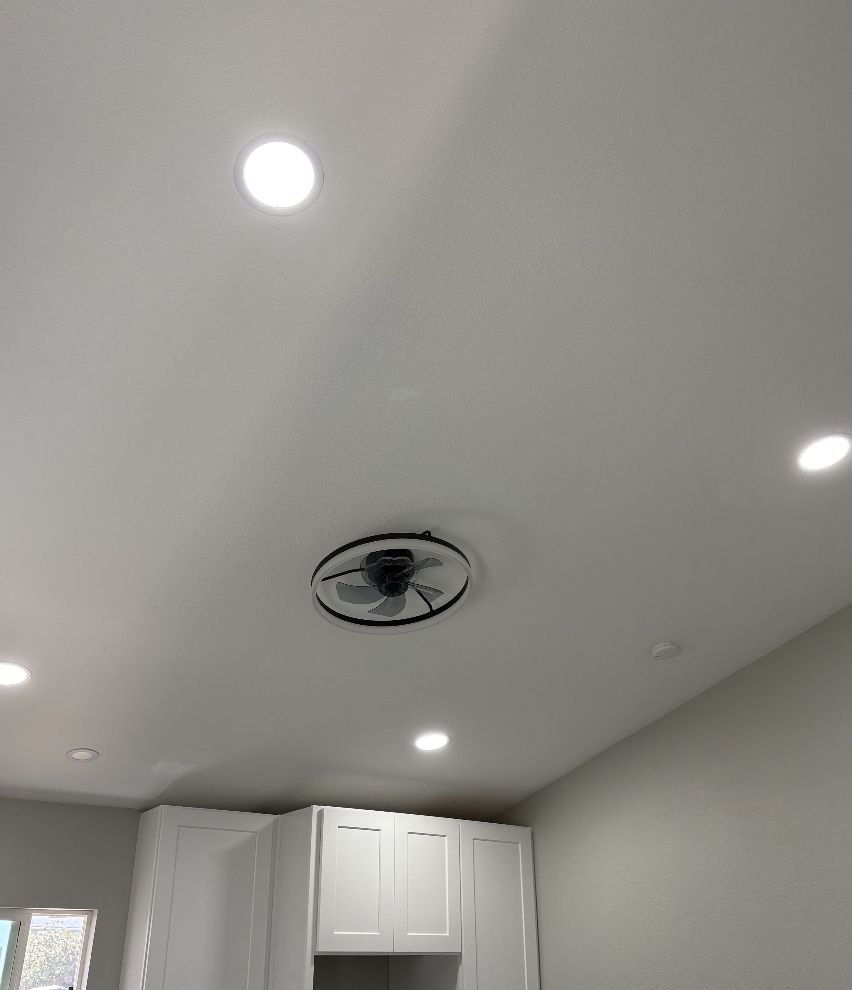 Recessed LED lighting and ceiling fan install