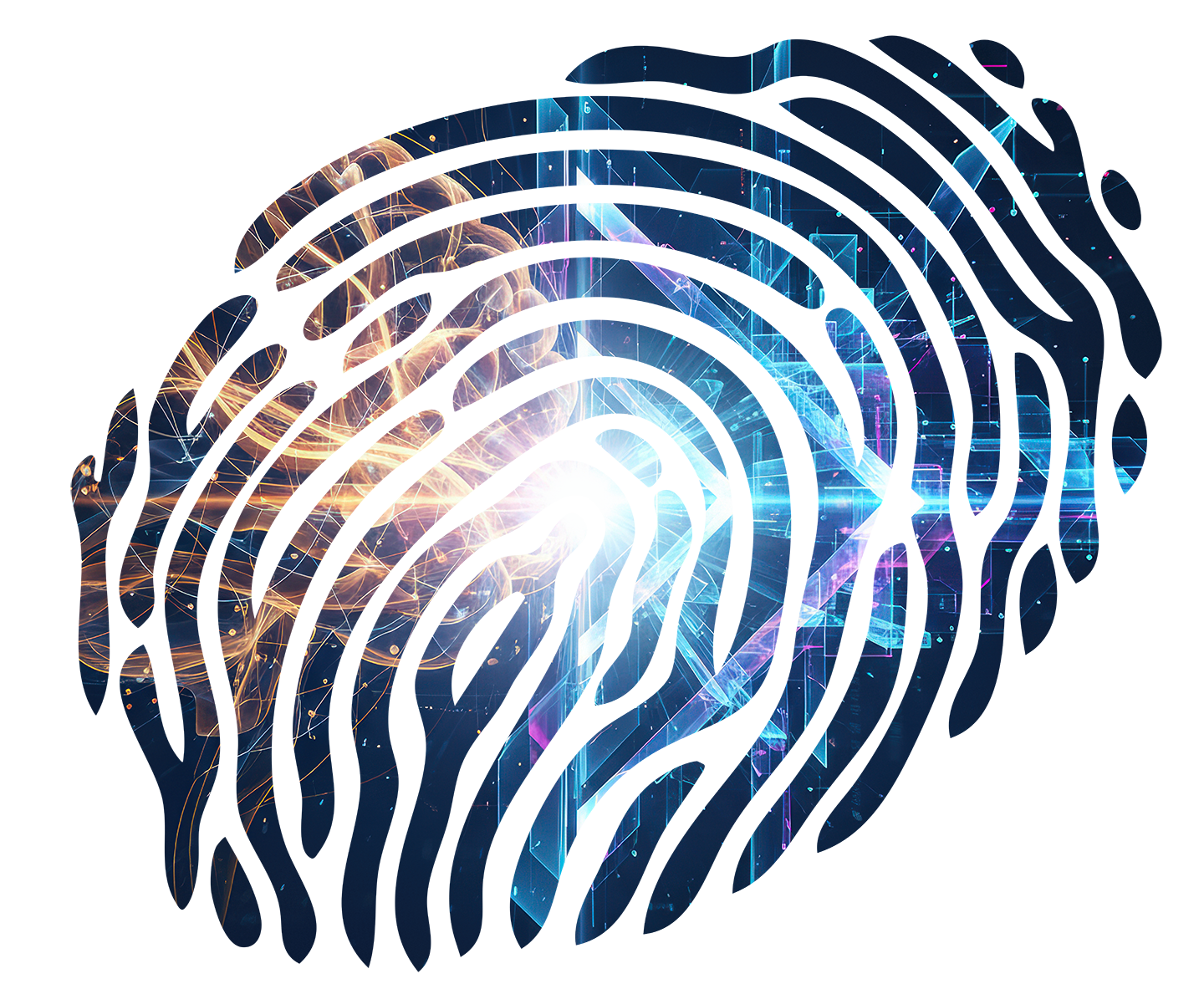 Digital illustration of a human brain connected by glowing circuit lines and glowing arrow in the center, symbolizing artificial intelligence and neural networks