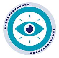 Icon of an eye inside a clock face, symbolizing eye care or vision monitoring.