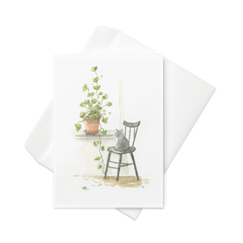 Cassum on Chair - Greeting Card
