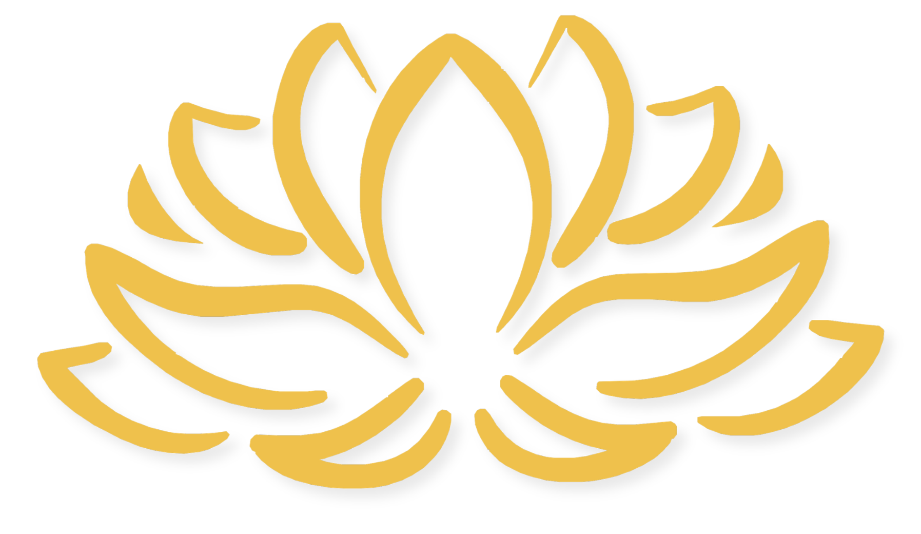 A stylized gold lotus flower with multiple petals and curved lines.