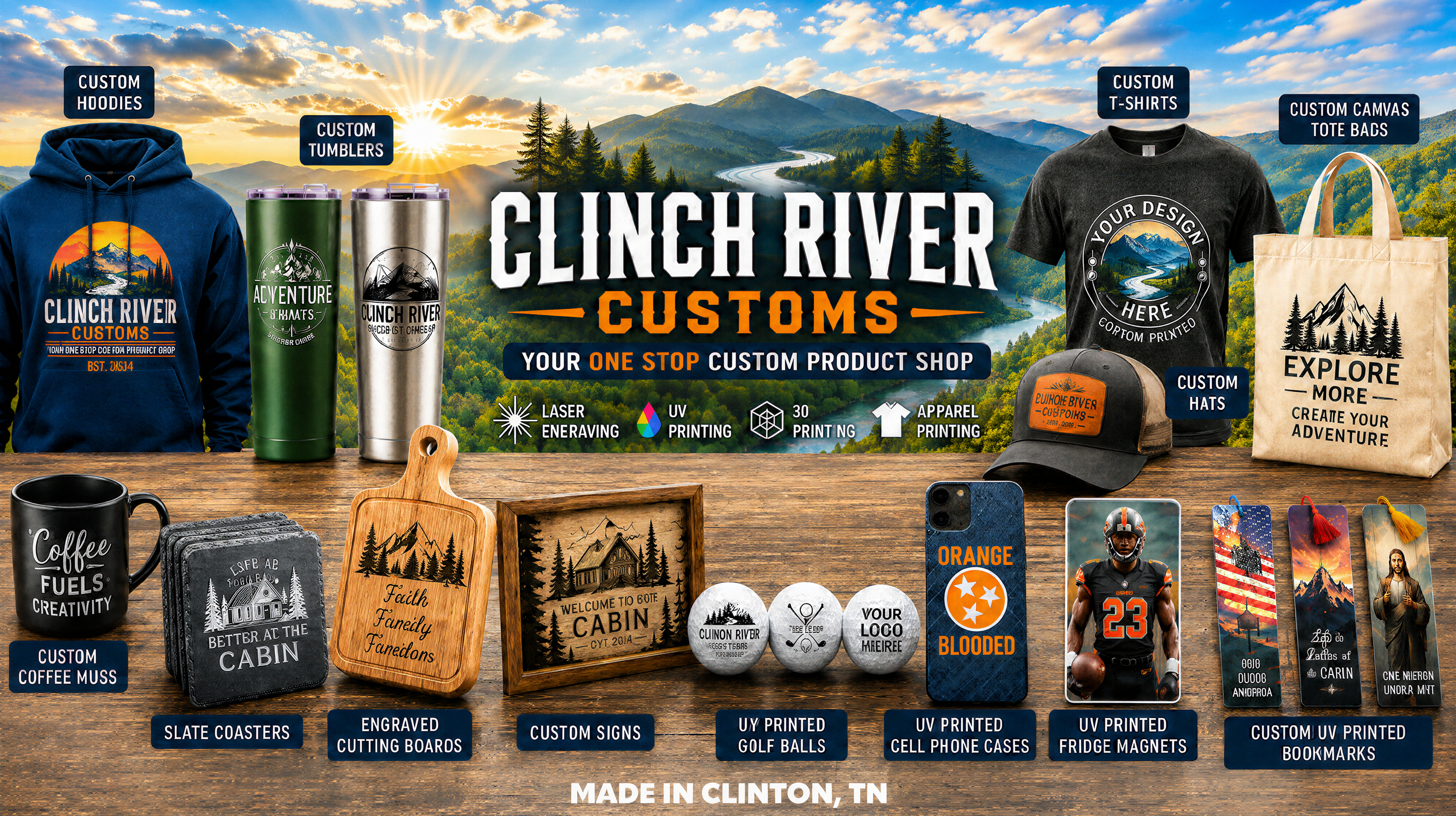 CUSTOM MADE PRODUCT, LASER CUTTING, LASER ENGRAVING, UV PRINTING, APPAREL PRINTING, 3D PRINTING
