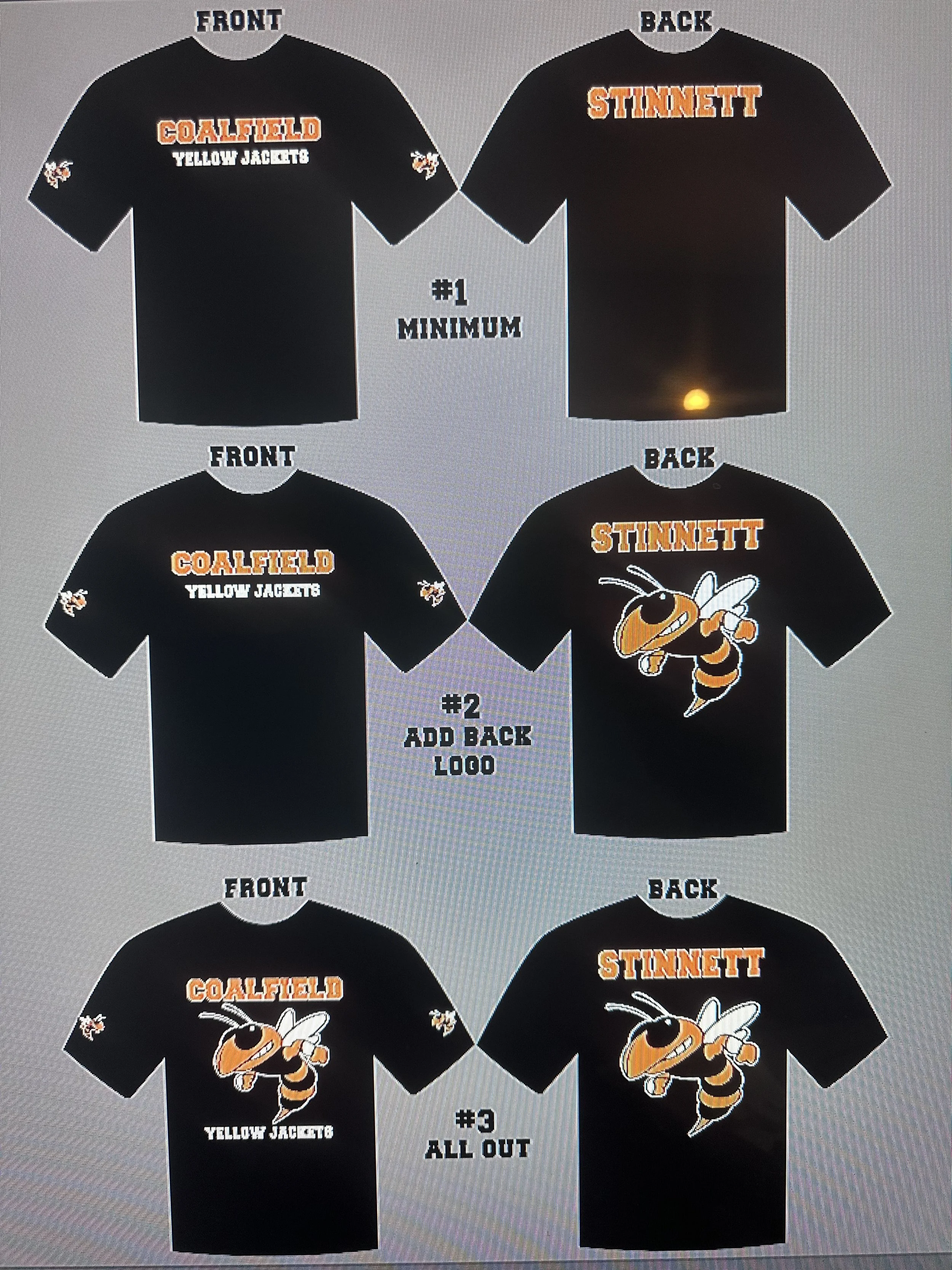 football shirt. school spirit. coalfield yellow jackets. Morgan co. TN custom apparel. custom merch. custom school merch.