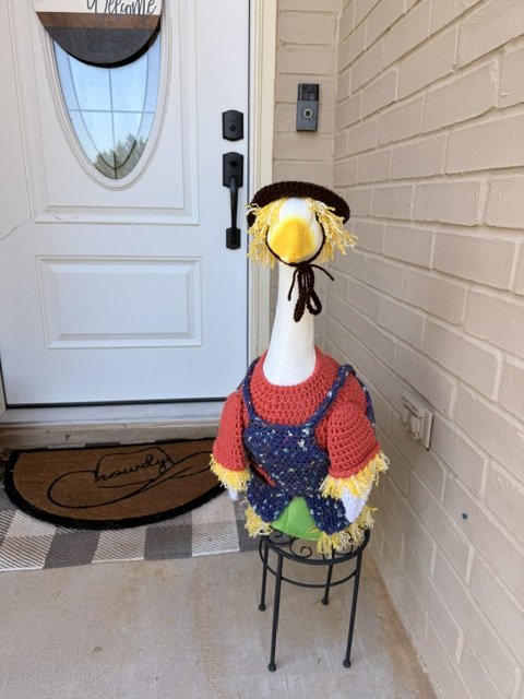 Crochet Scarecrow Goose Outfit | Overalls & Hat Porch Goose Costume | Fall Yard Art