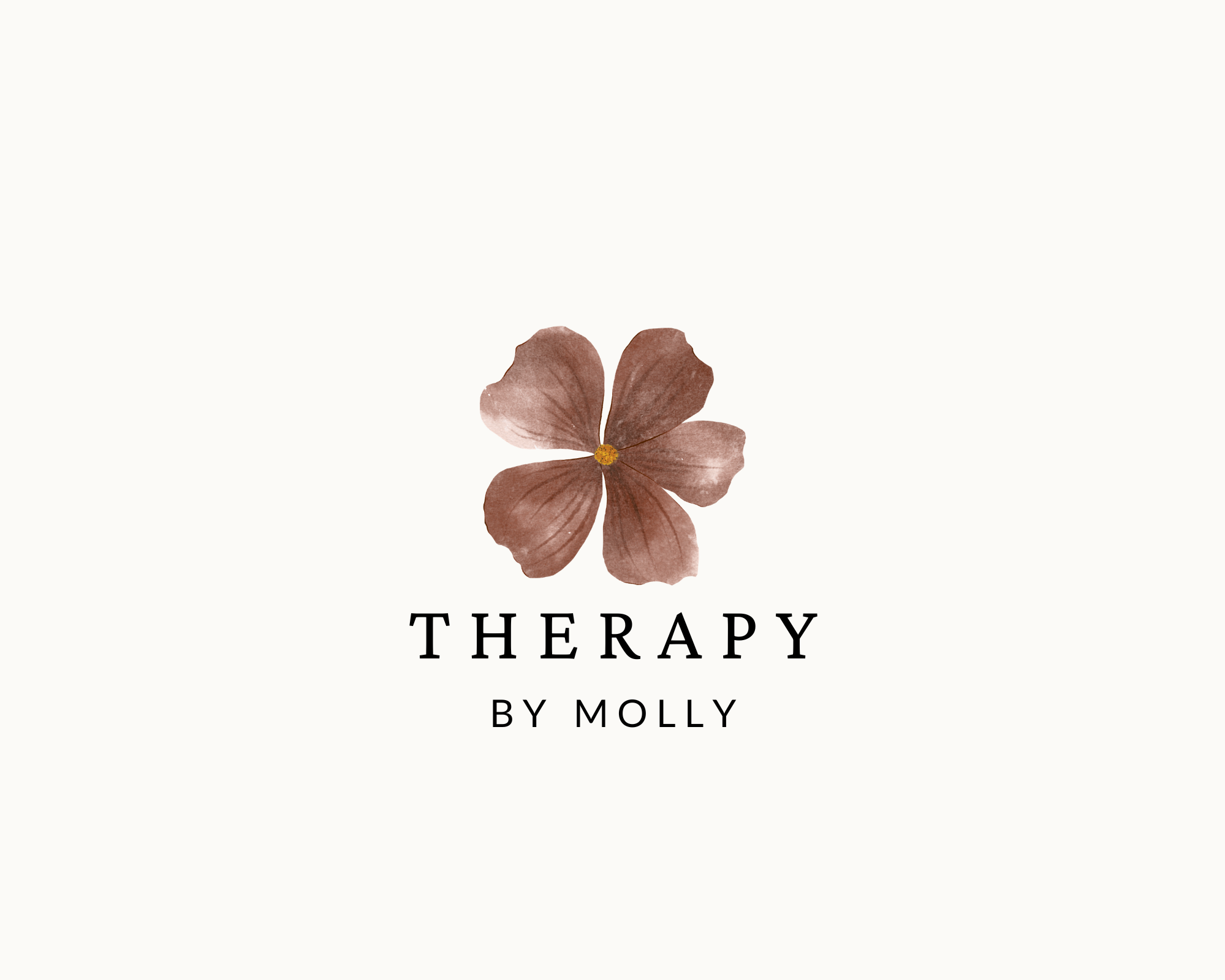 Minimalist cover design for 'Therapy' by Molly featuring a watercolor flower in brownish-pink tones and black text.