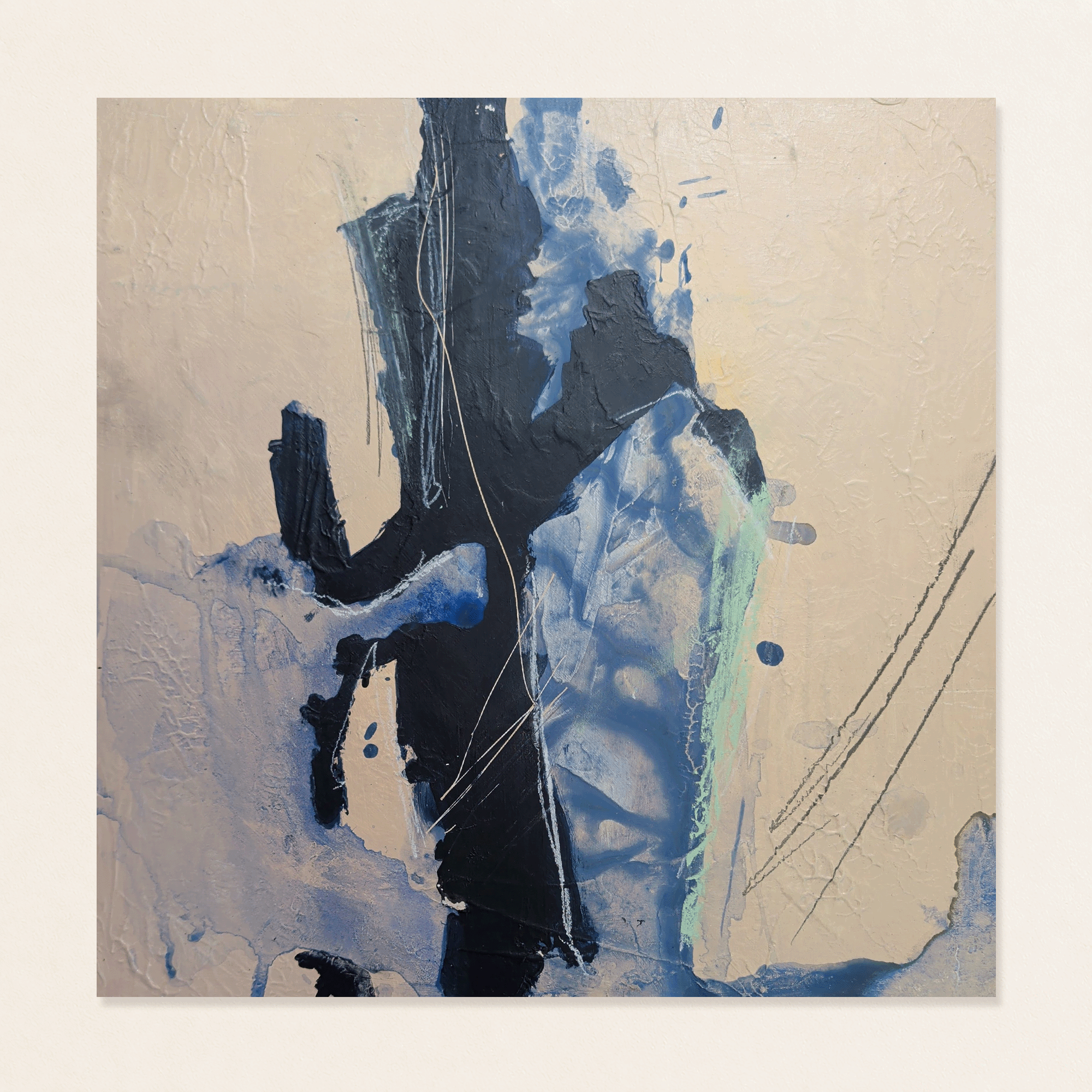 Blue Cream Abstract Painting No. 01