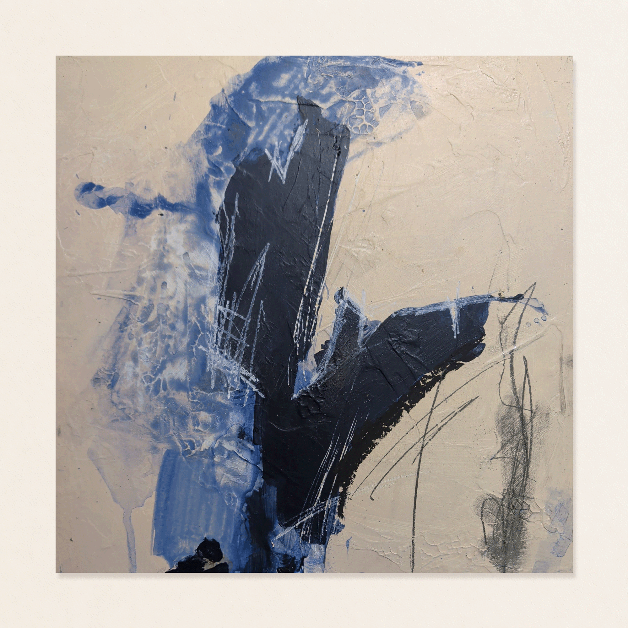 Blue Cream Abstract Painting No. 03