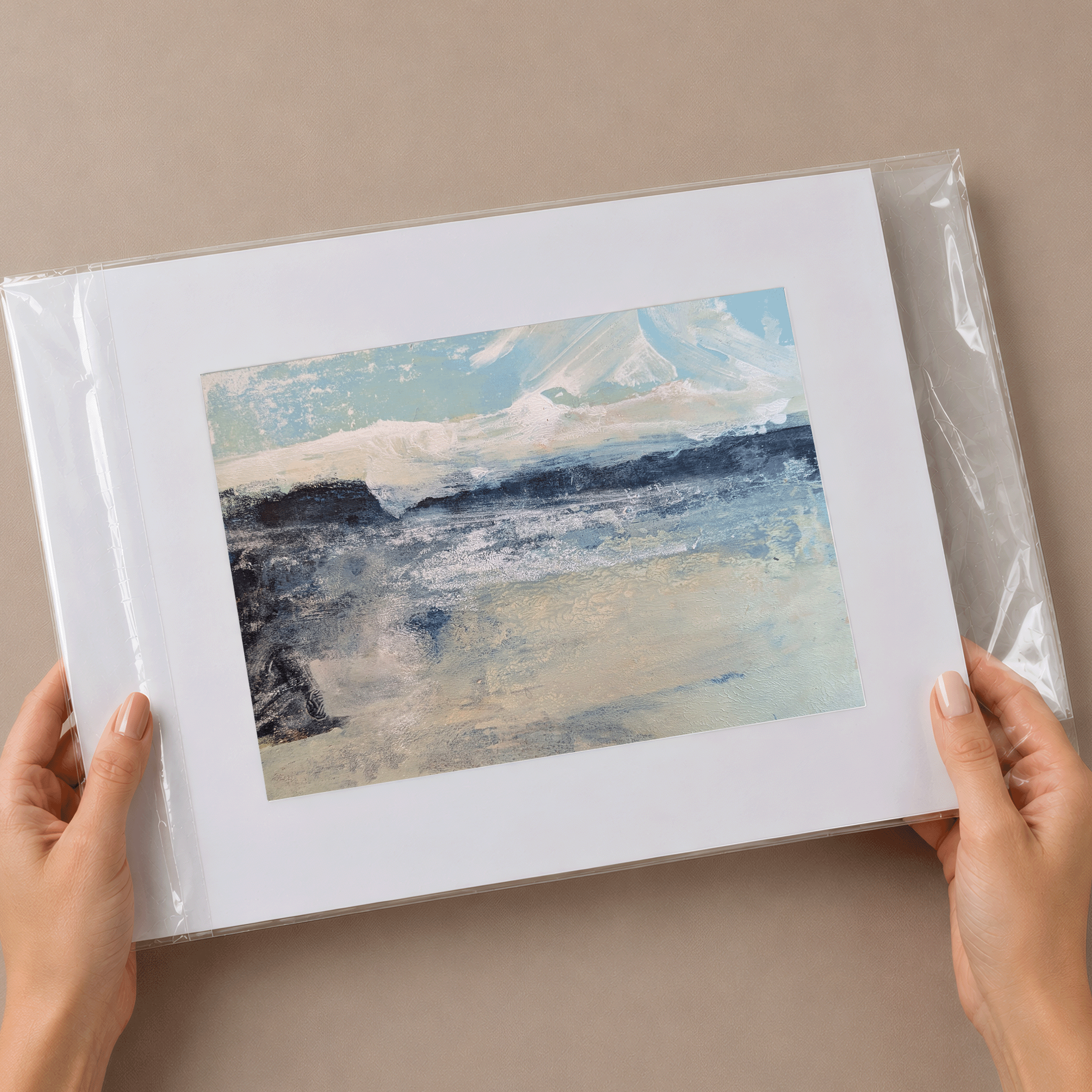 Trace No. 03 matted original artwork by Dean Sauls shown in protective clear sleeve