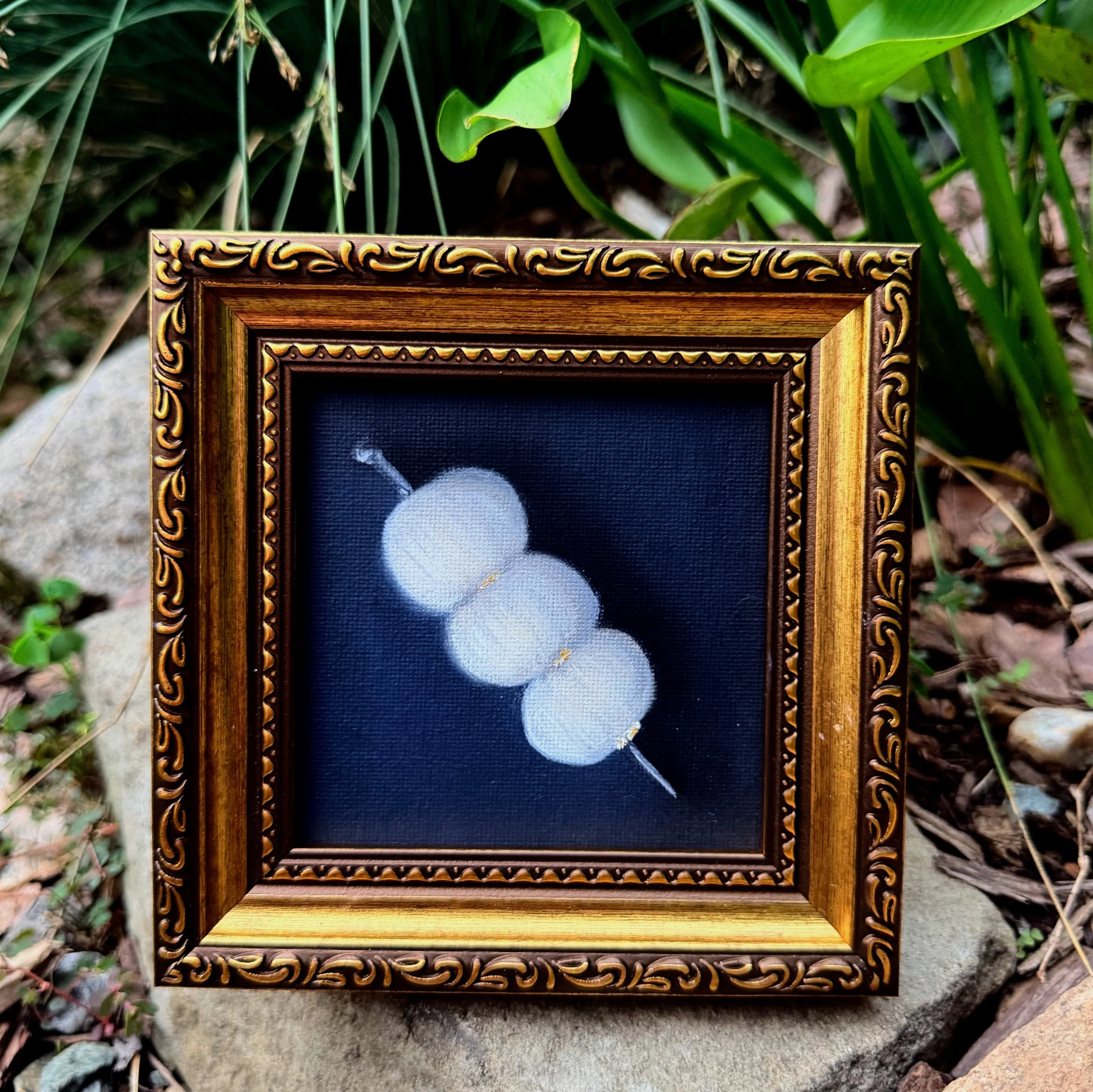 Small square cocktail garnish oil painting shown on canvas board, ready to frame or display as part of a kitchen, bar, or dining room art grouping.
