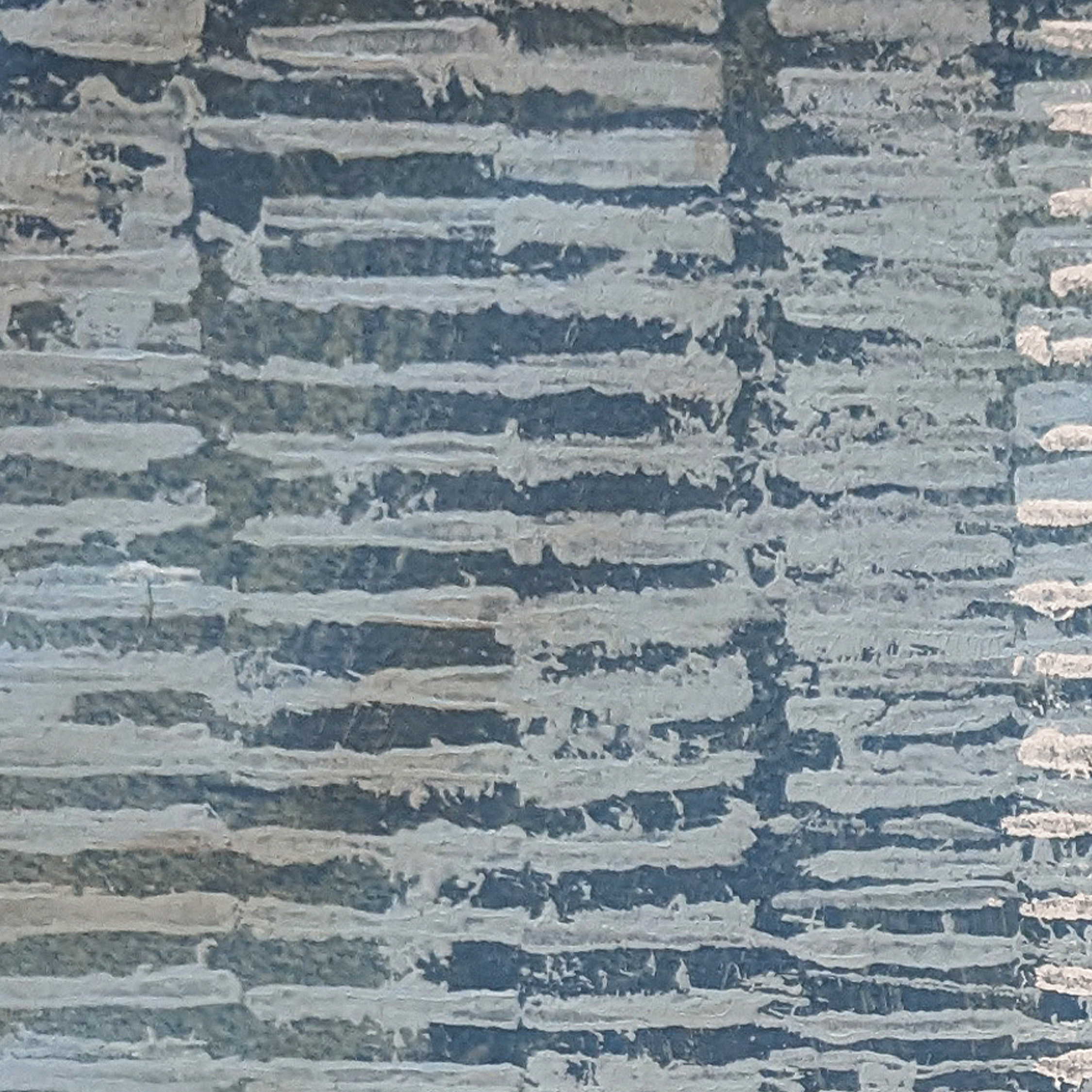 Close-up detail of Trace No. 06 showing layered blue-gray and cream acrylic marks on paper