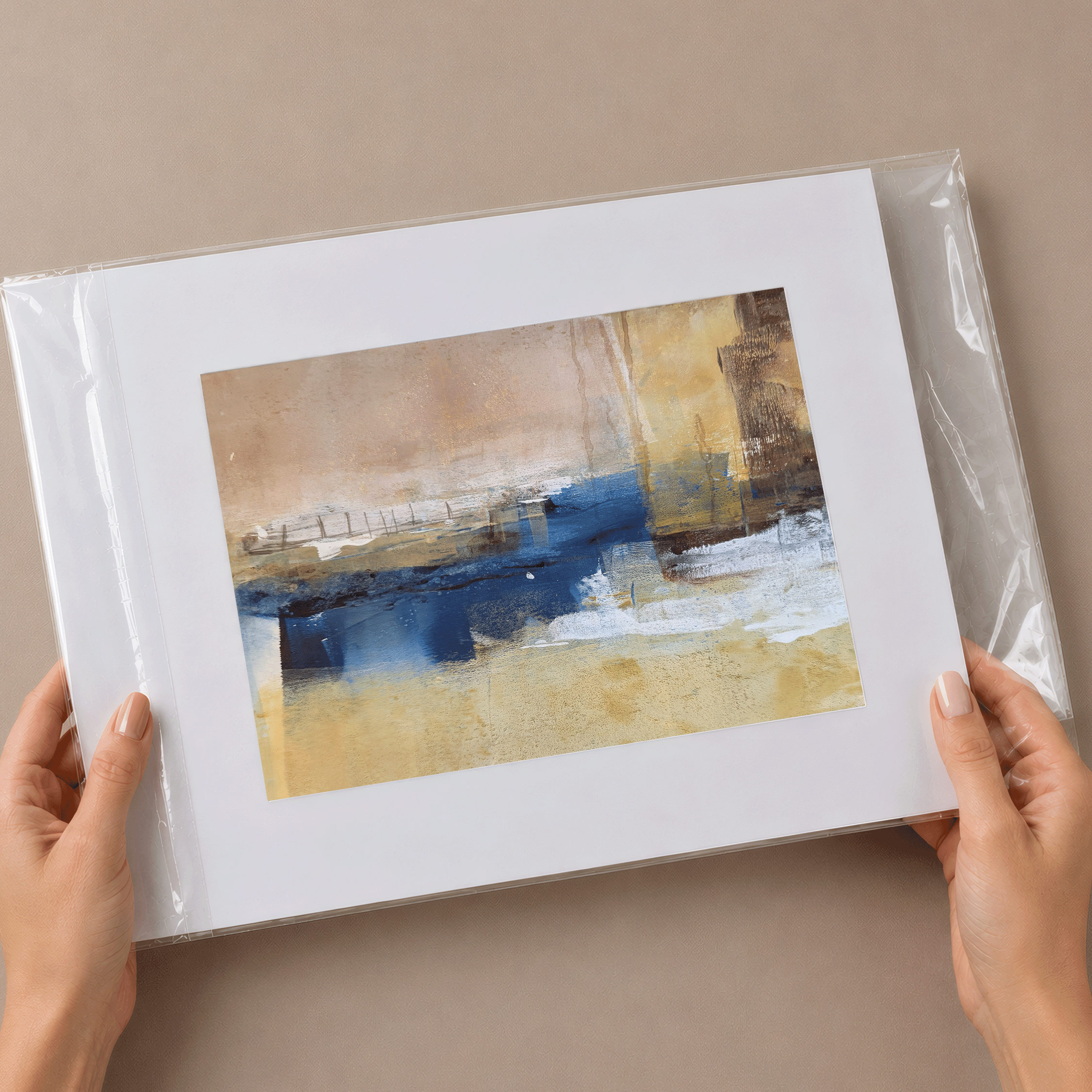 Trace No. 01 matted original artwork by Dean Sauls shown in protective clear sleeve