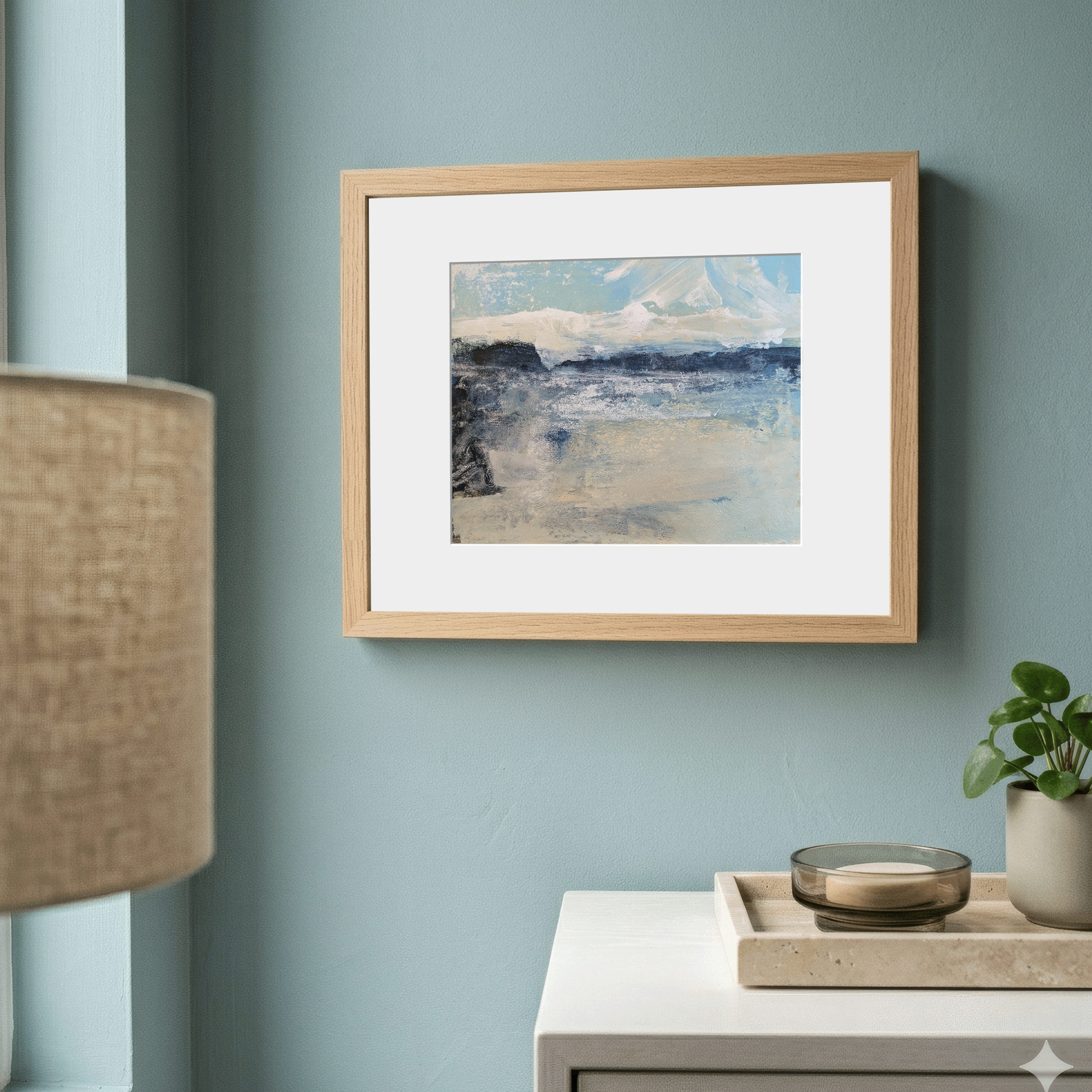 Trace No. 03 shown framed in a room mockup for scale and styling reference
