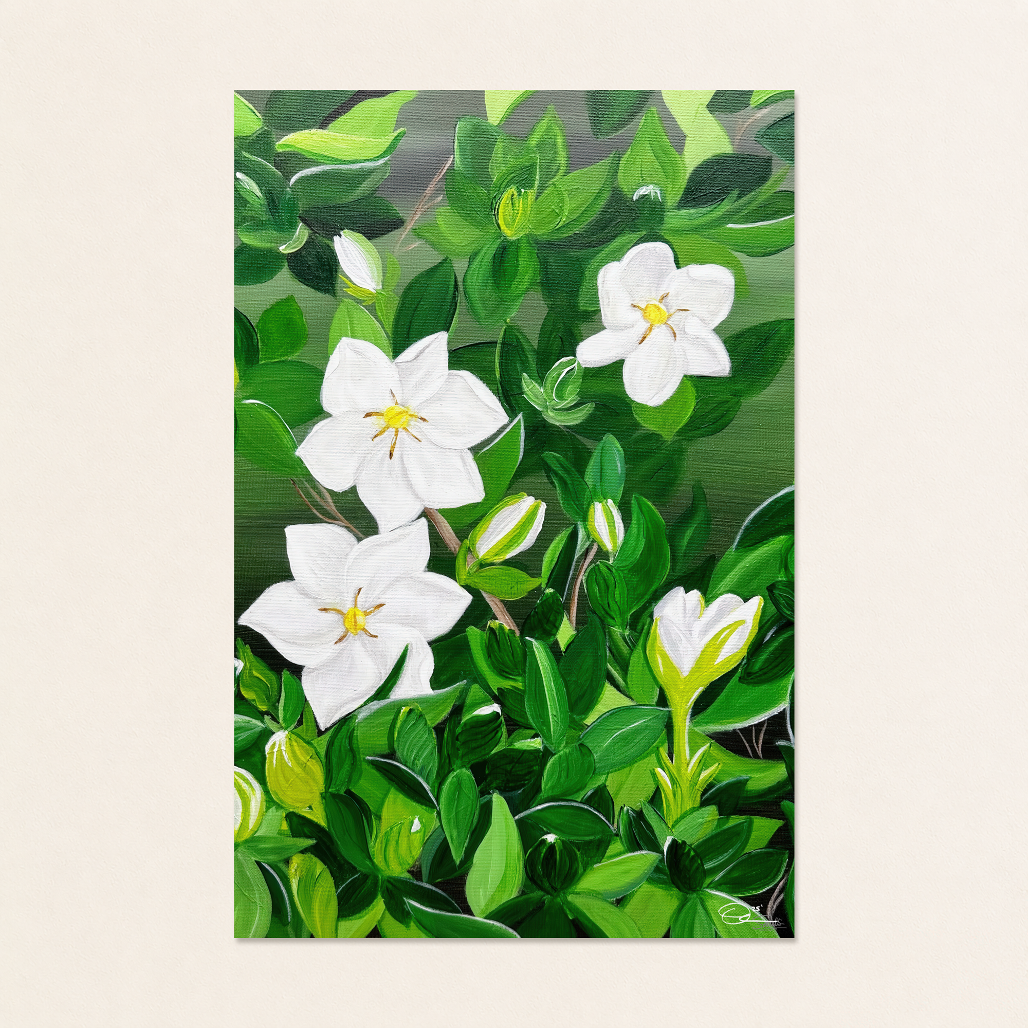 Gardenia Floral Still Life Painting