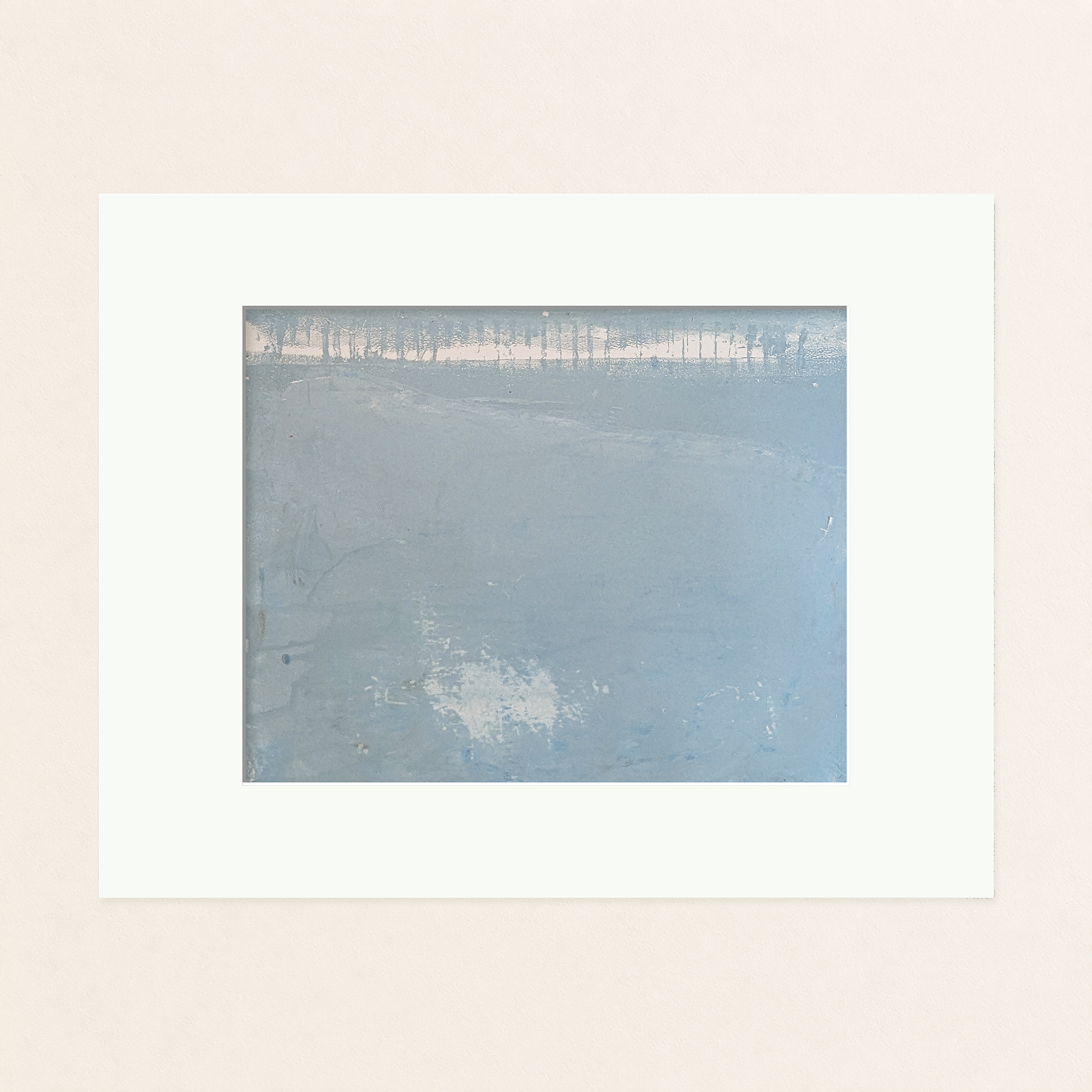 Trace No. 05 original acrylic on paper abstract artwork by Dean Sauls, shown matted on a neutral background