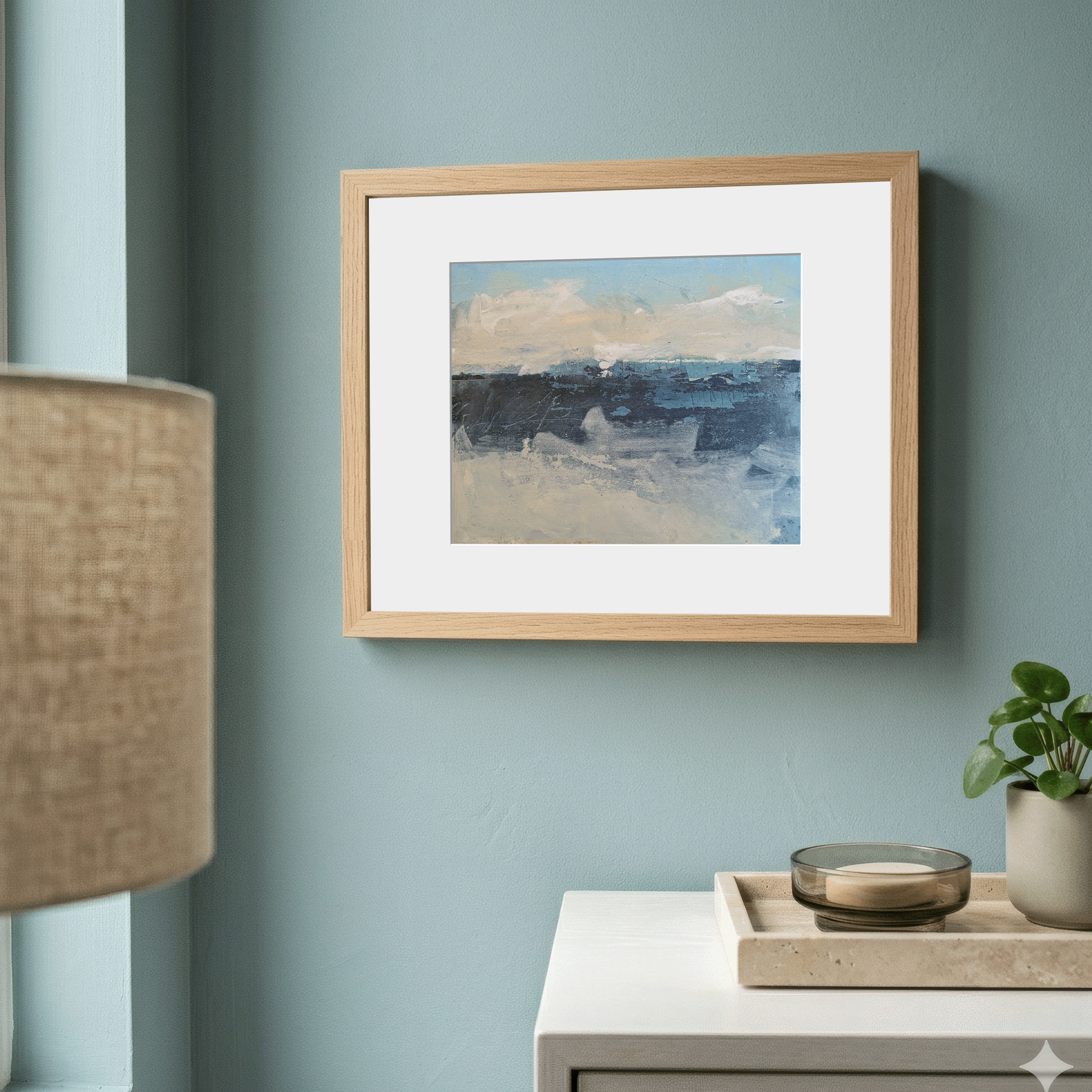 Trace No. 02 shown framed in a room mockup for scale and styling reference