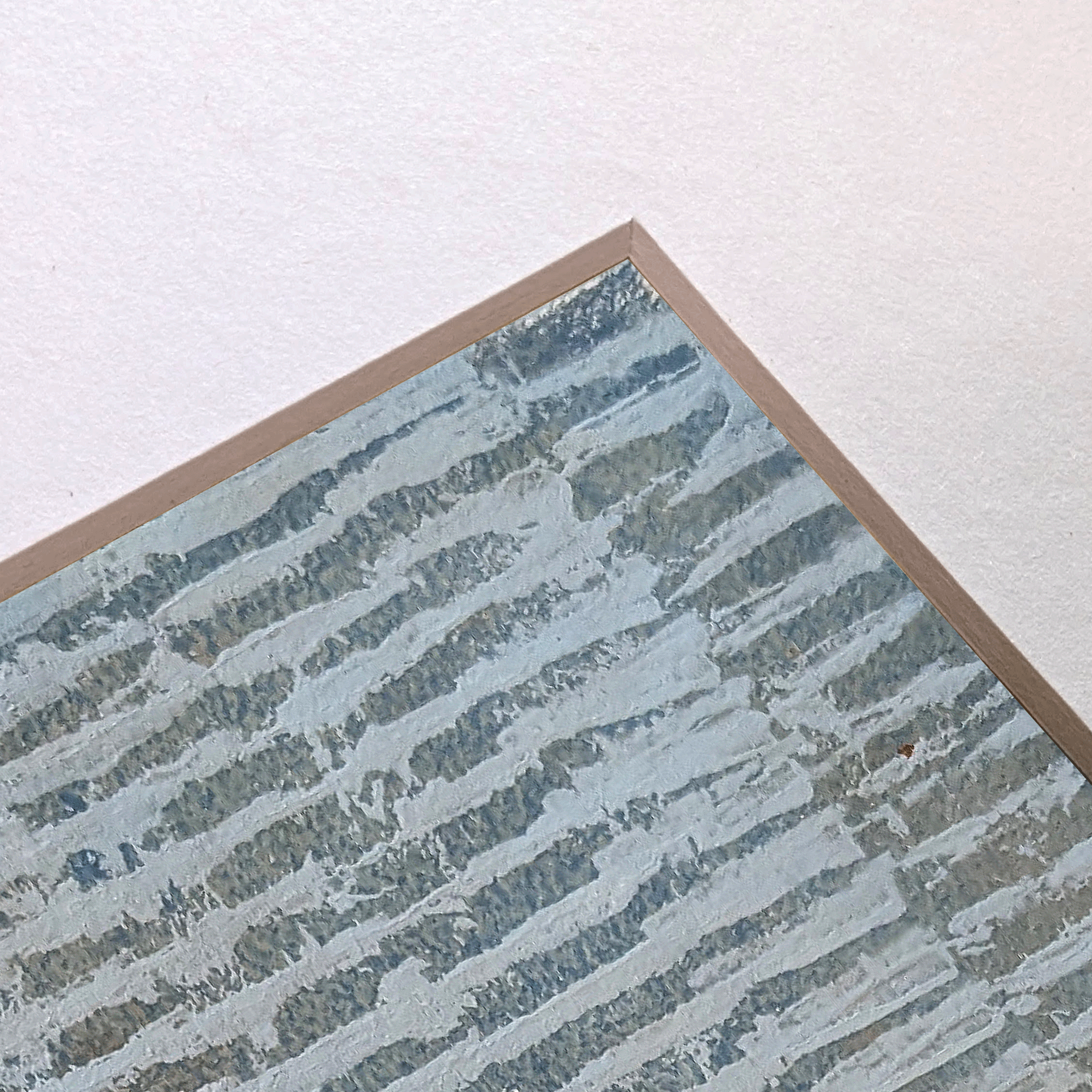 View of Trace No. 06 showing paper texture, mat edge, and weathered acrylic surface