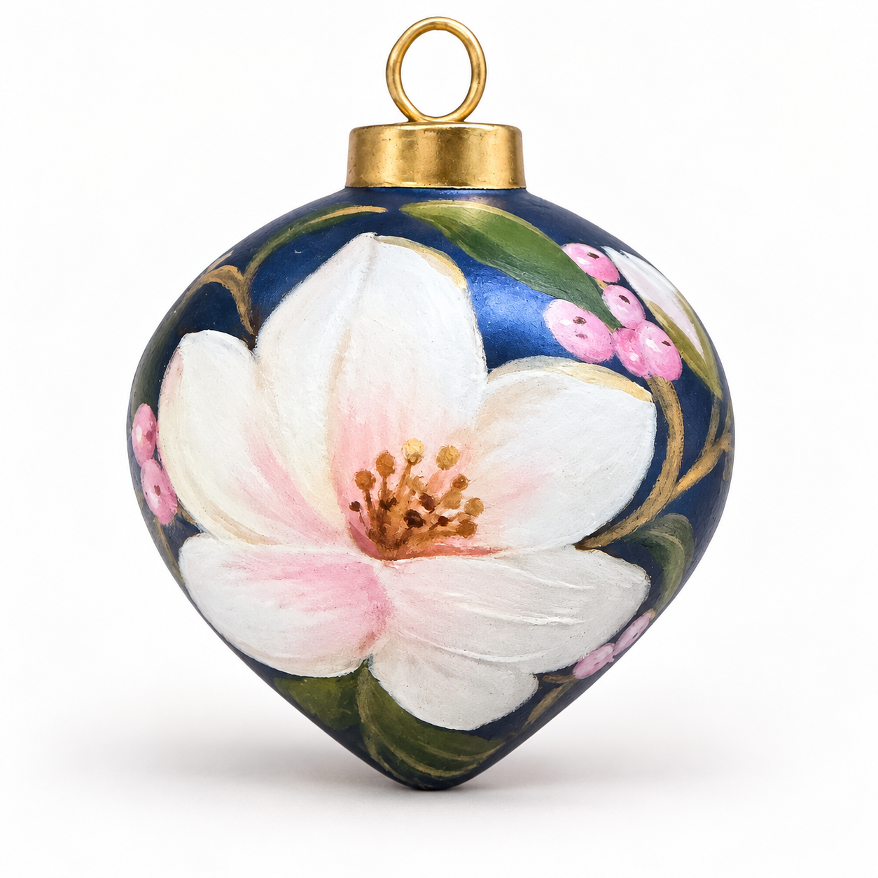 Hand-Painted Navy Magnolia Ornament.png