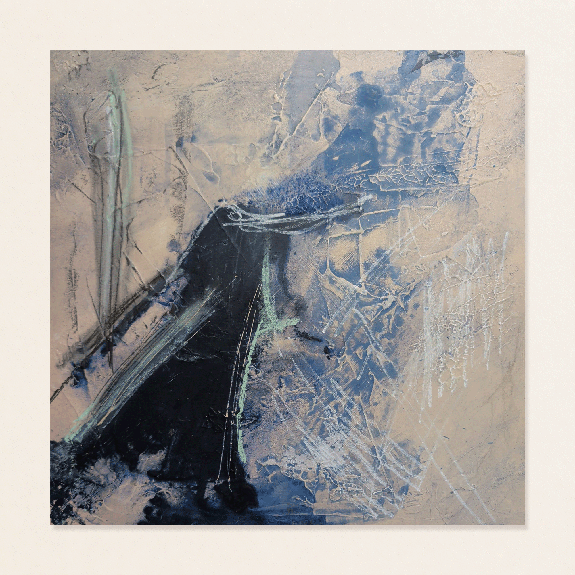 Blue Cream Abstract Painting No. 02