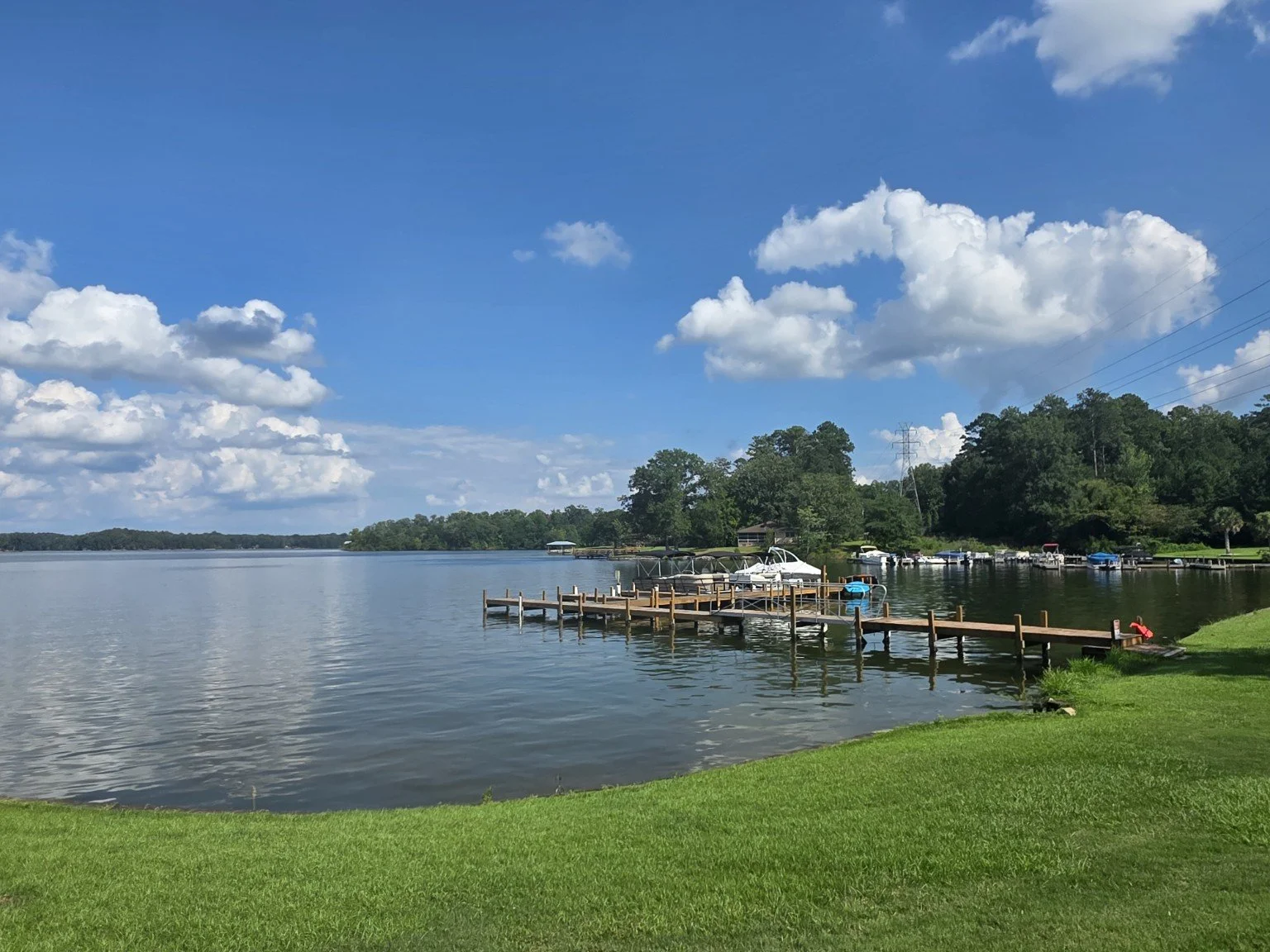 Boat docks along Lake Greenwood at the Pier 96 waterfront community
