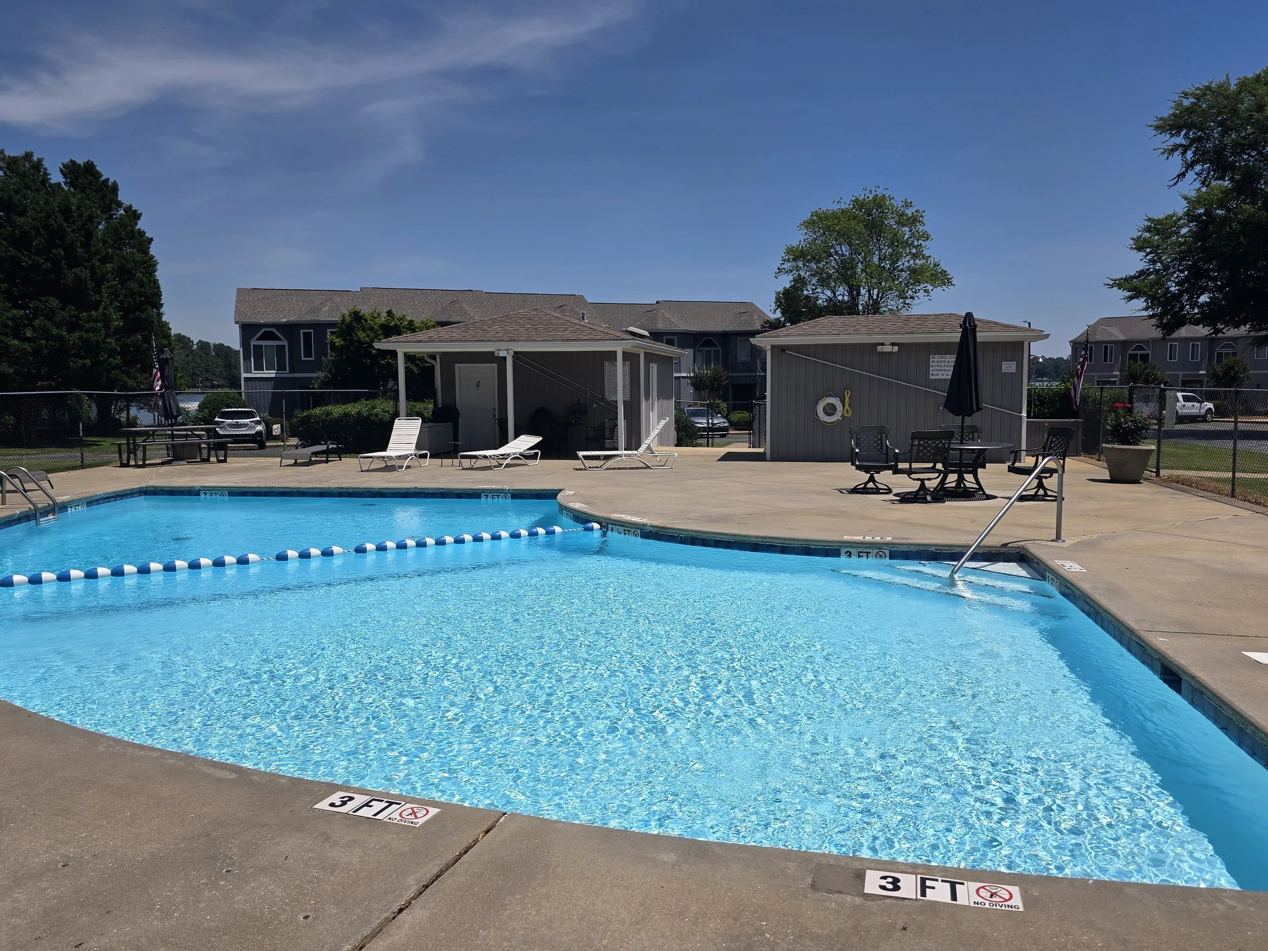Community swimming pool available to residents of the Lake Greenwood waterfront townhouse community.
