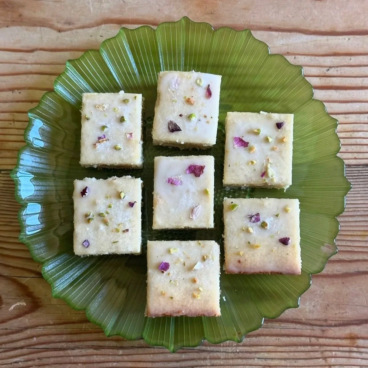 rose, pistachio, and cardamom cake