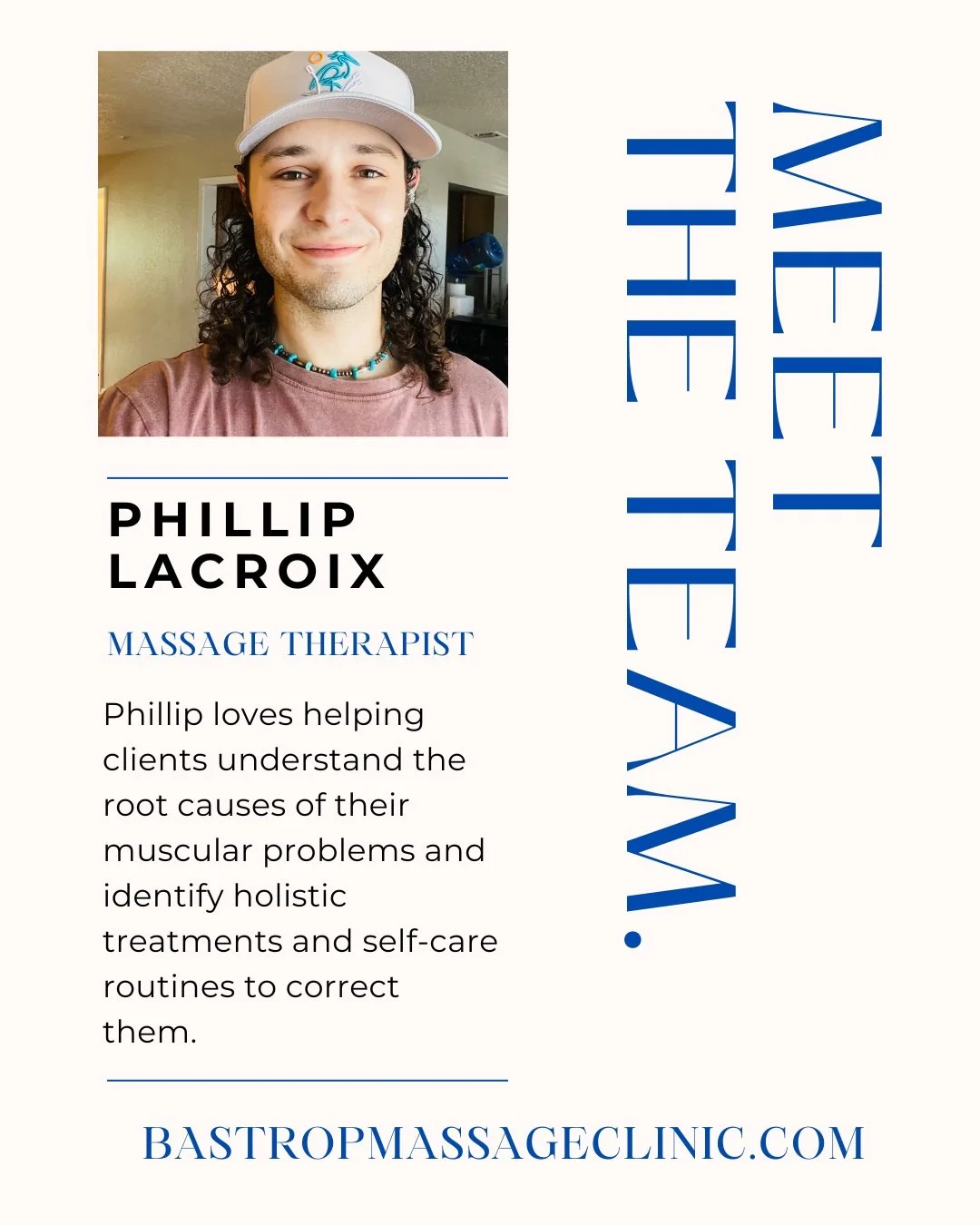 Meet Phillip! 👋

✨Phillip recently joined the BMC team and we are excited he is here to help our clients get to the root cause of their muscular and structural dysfunction/problems. 

 📆Phillip is available to book on Saturday afternoon/evenings fr