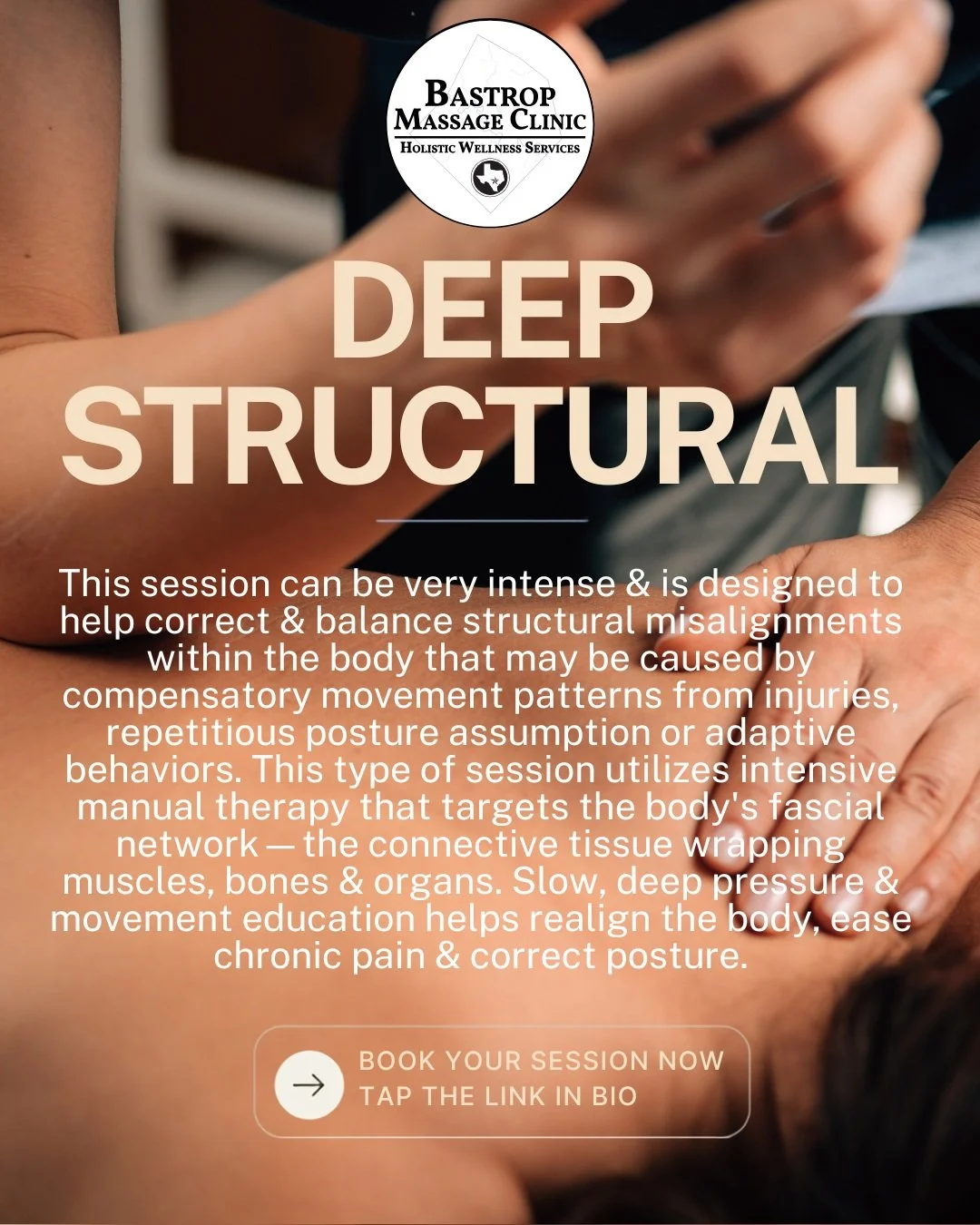 Stiff muscles? Poor posture? Chronic pain from an old injury? It might be time to look deeper. 🧬

Our Deep Structural Bodywork sessions are designed to step away from the "one-size-fits-all" approach and target your body's complex fascial 