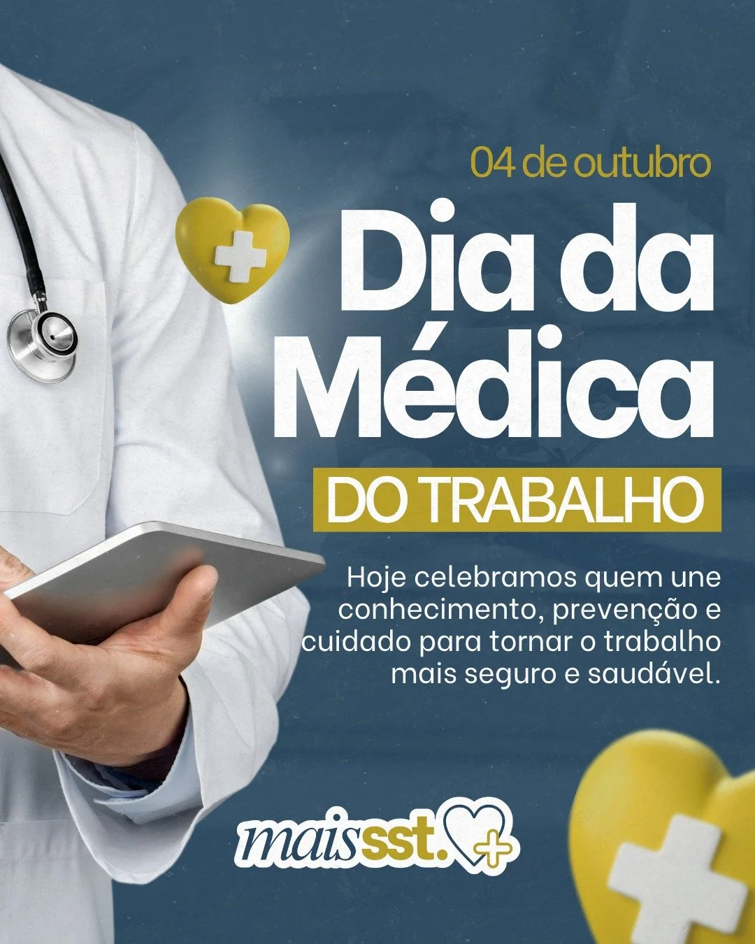 4 de outubro | Dia da (o) M&eacute;dica (o) do Trabalho

Cuidar da sa&uacute;de no ambiente de trabalho &eacute; tamb&eacute;m promover preven&ccedil;&atilde;o, seguran&ccedil;a e qualidade de vida. 

Hoje, parabenizamos todas as  m&eacute;dicas e m&